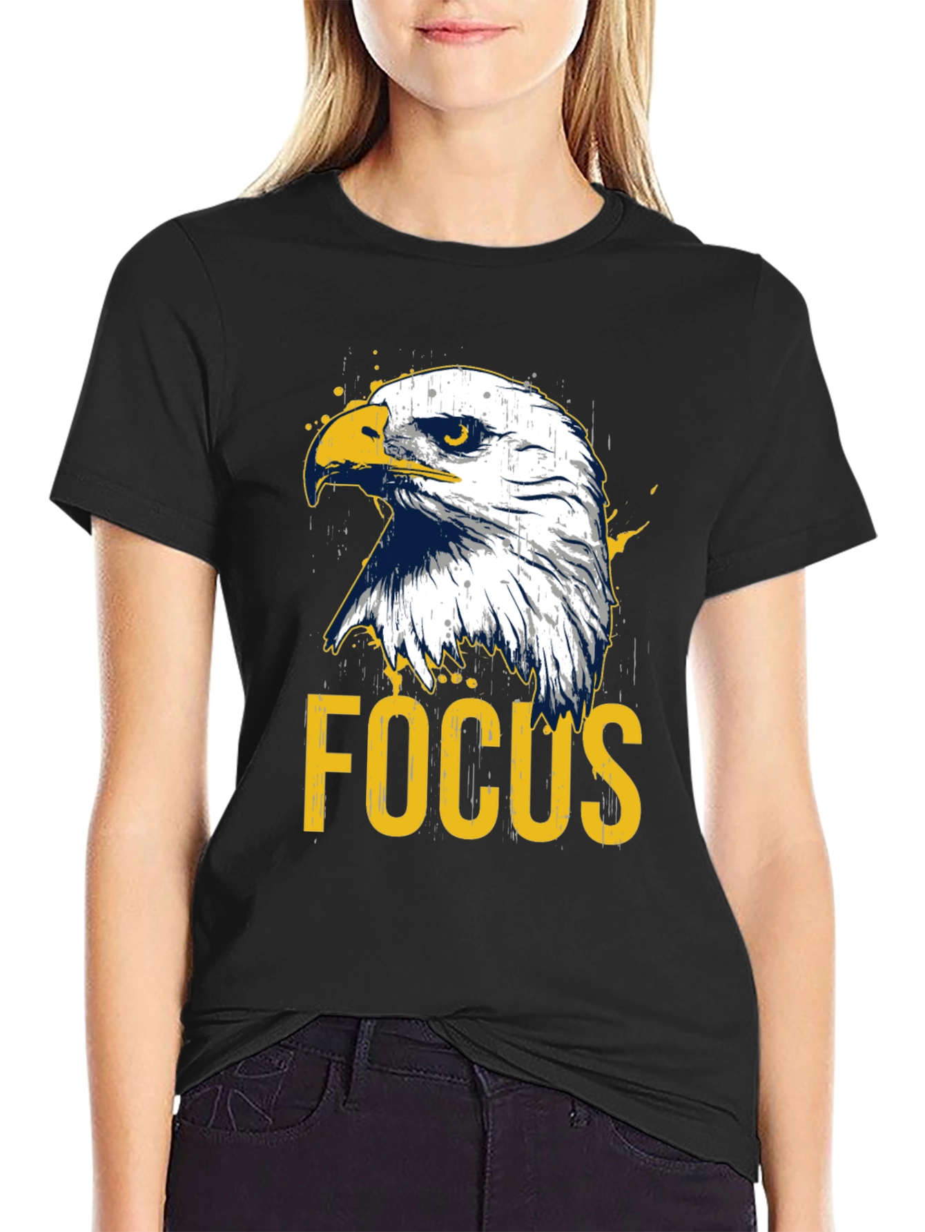 Eagle Focus Graphic Tee - Black Cotton T-Shirt