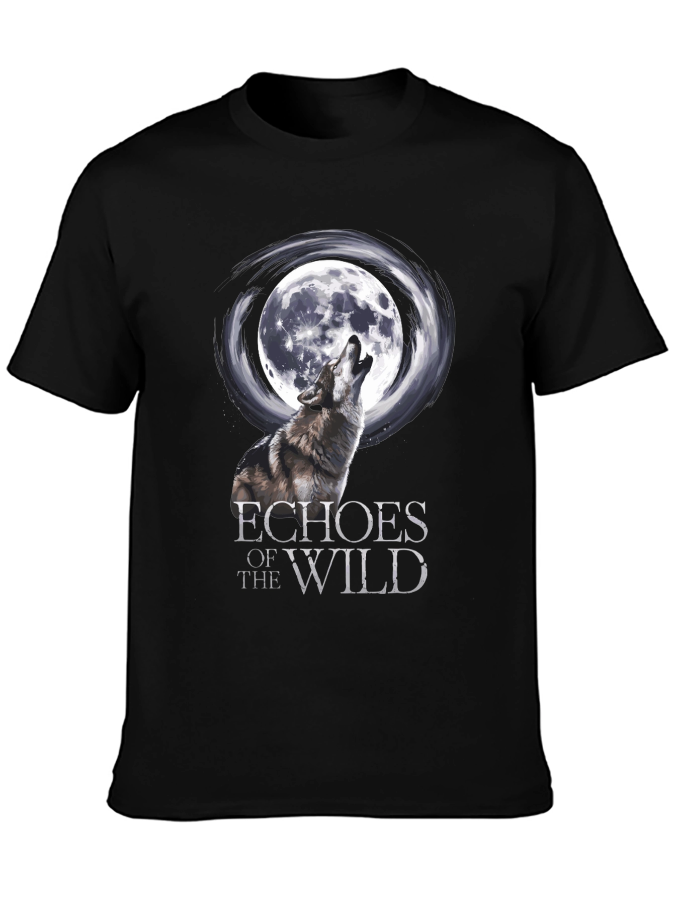 Wolf Howling at Moon Graphic T-Shirt - Echoes of the Wild