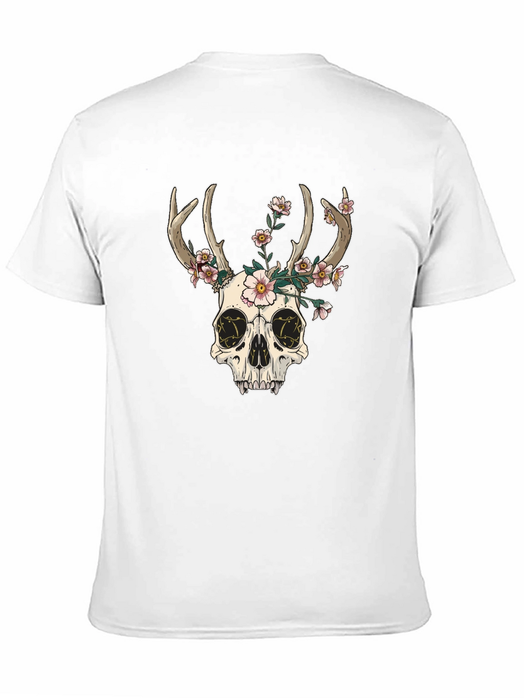 Skull & Flowers Graphic Tee - Black Cotton T-Shirt