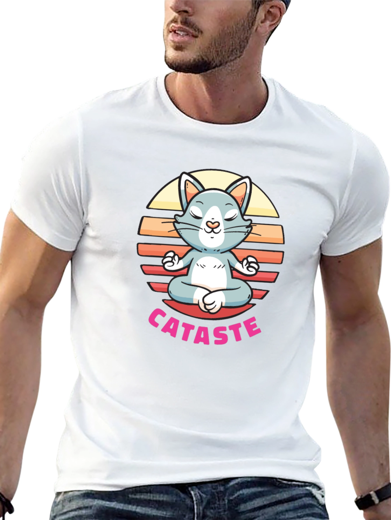 Cataste Yoga Cat T-Shirt - Meditating Feline Tee