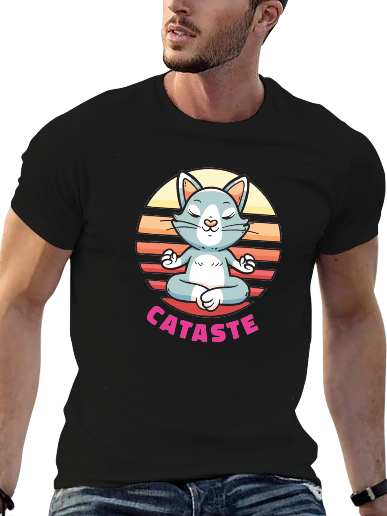 Cataste Yoga Cat T-Shirt - Meditating Feline Tee
