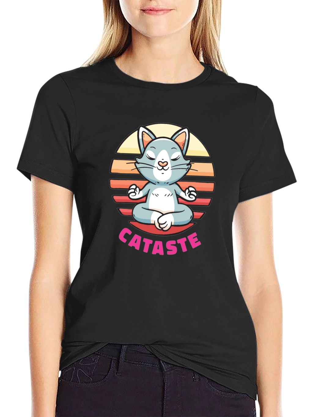 Cataste Yoga Cat T-Shirt - Meditating Feline Tee