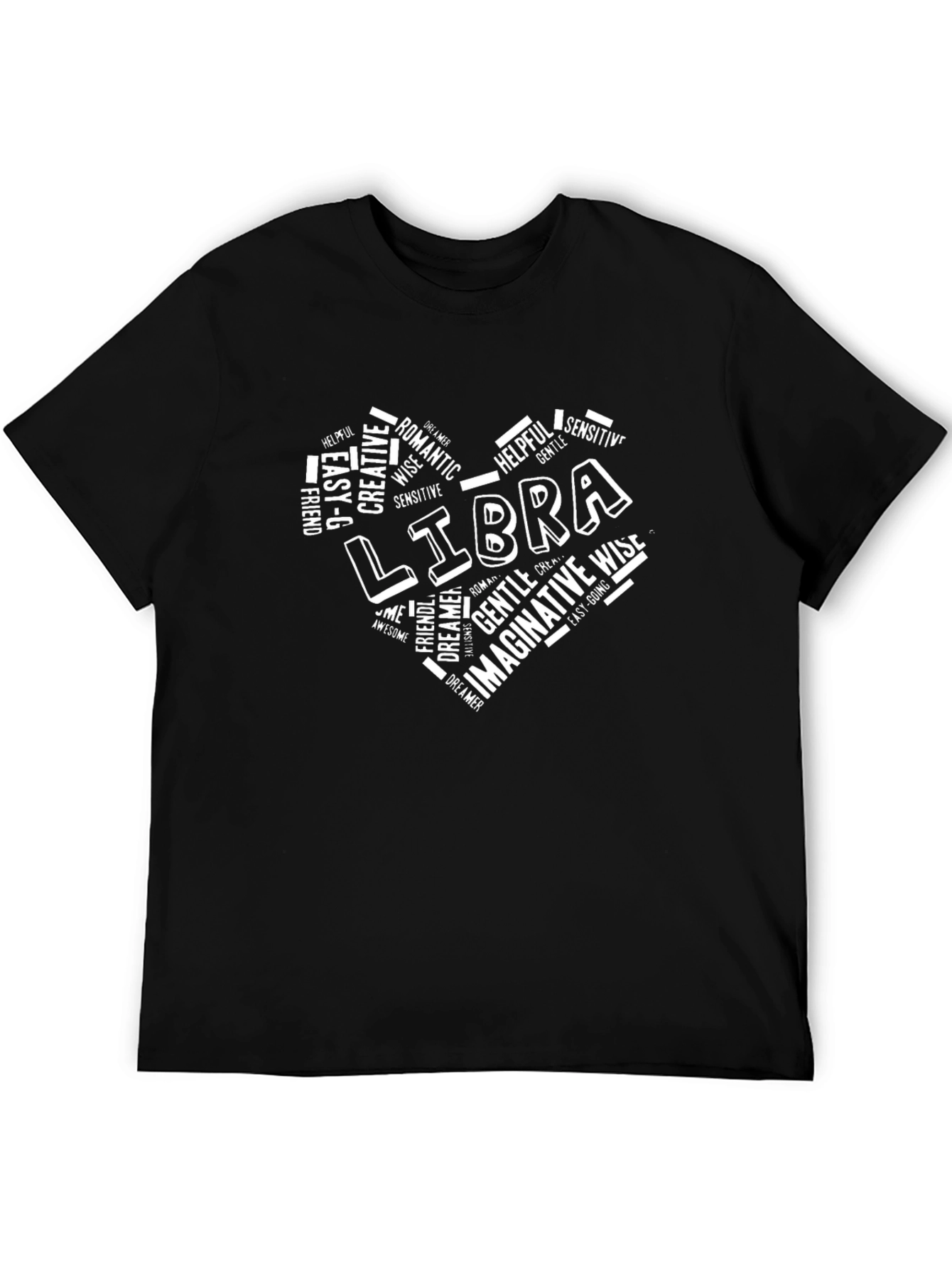 Libra Zodiac Sign T-Shirt - Heart Word Art Design