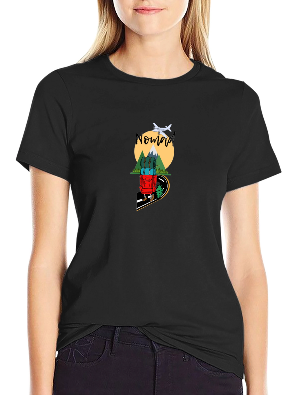 Nomad Adventure Graphic Tee - Black Cotton T-Shirt