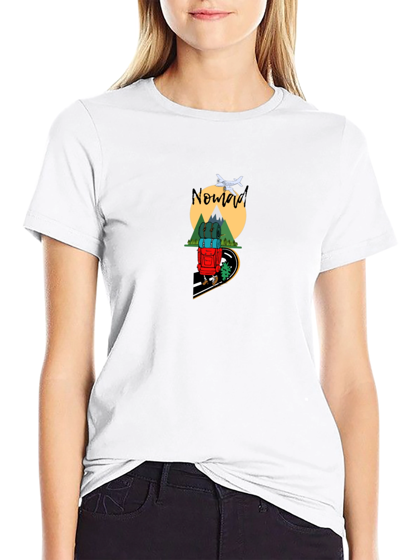 Nomad Adventure Graphic Tee - Black Cotton T-Shirt