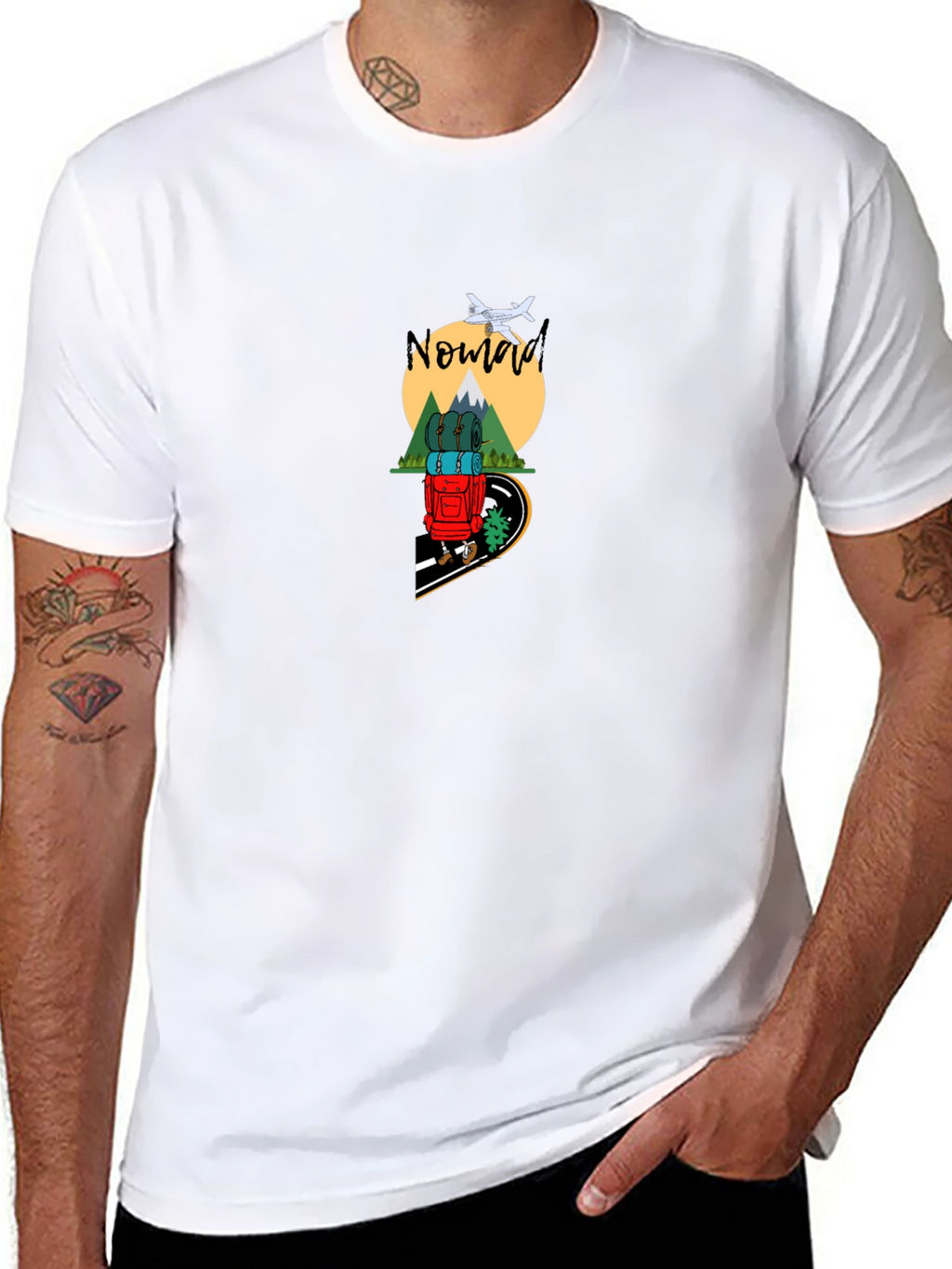 Nomad Adventure Graphic Tee - Black Cotton T-Shirt