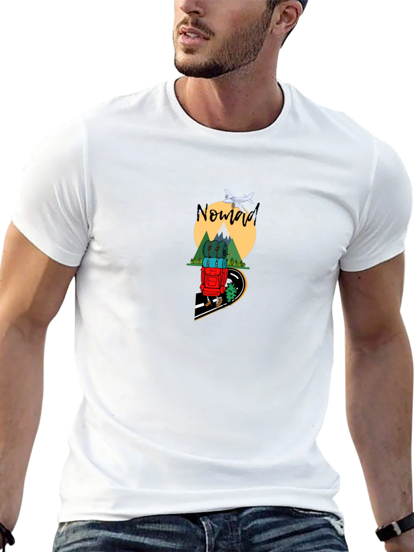 Nomad Adventure Graphic Tee - Black Cotton T-Shirt
