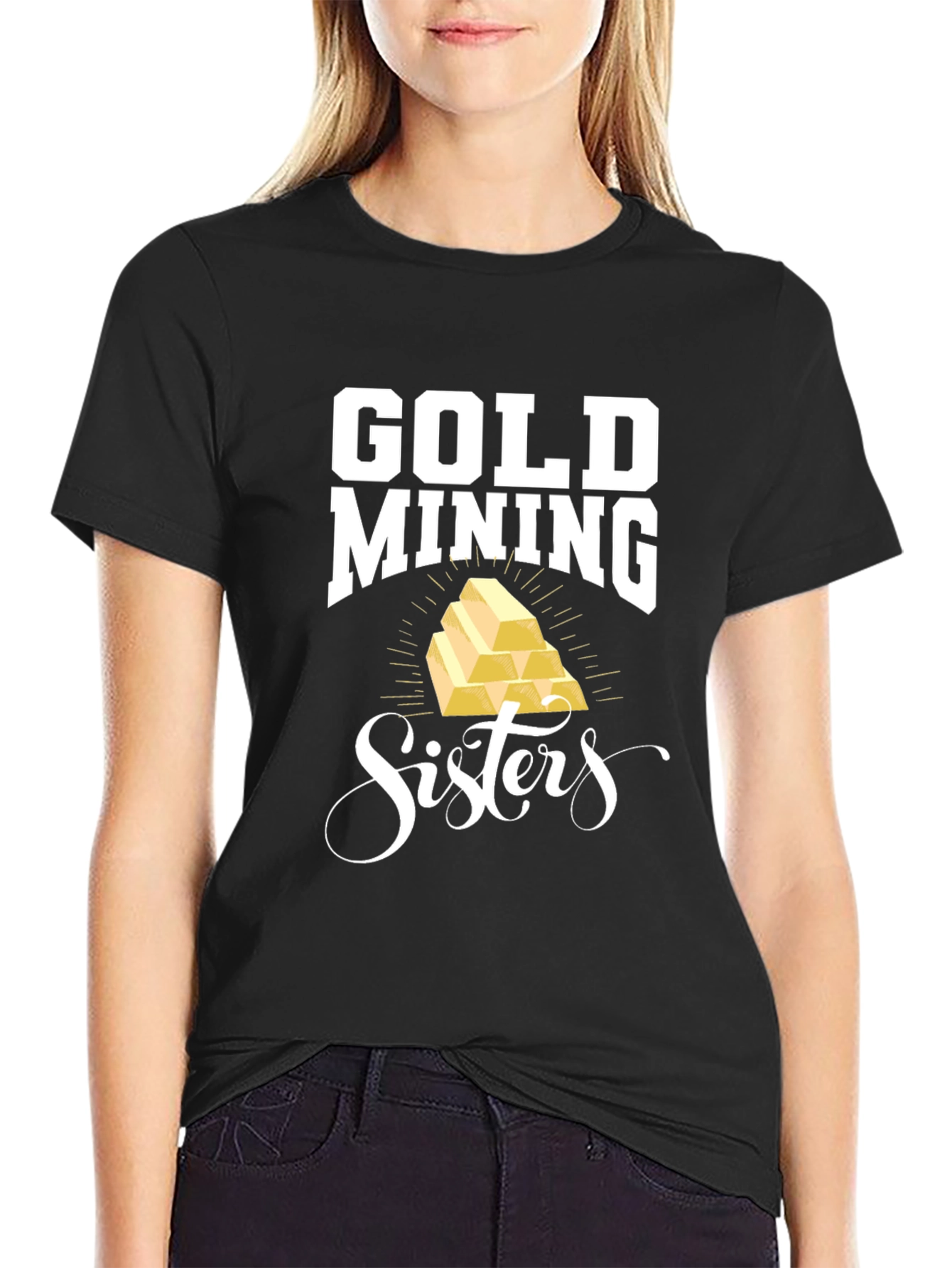Gold Mining Sisters Black T-Shirt