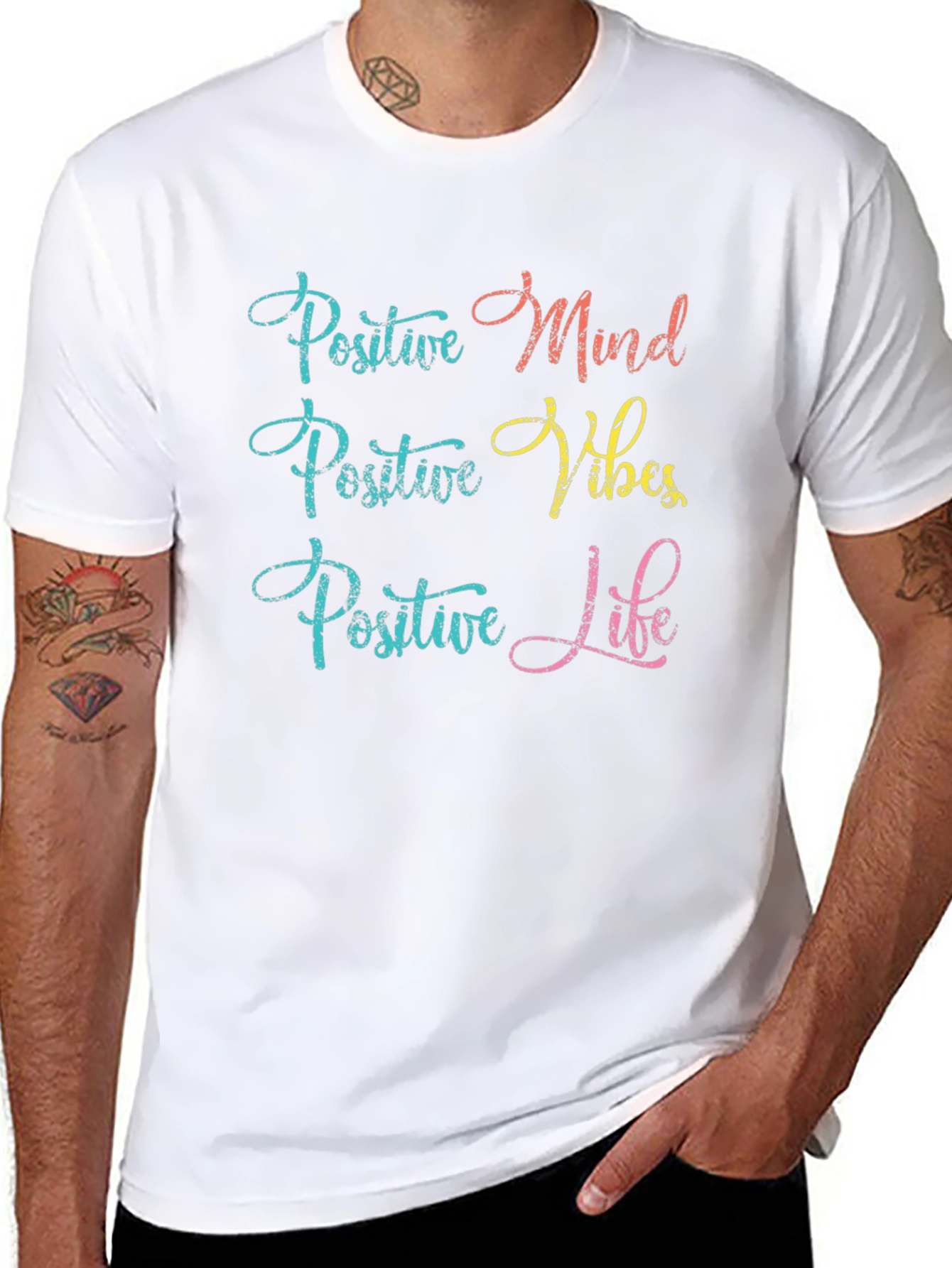 Positive Mind Vibes Life Black Graphic Tee