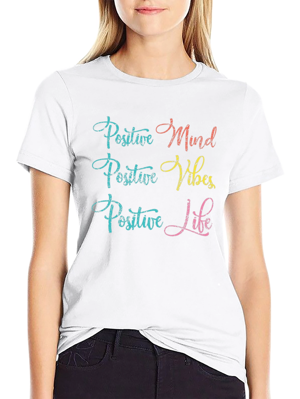 Positive Mind Vibes Life Black Graphic Tee