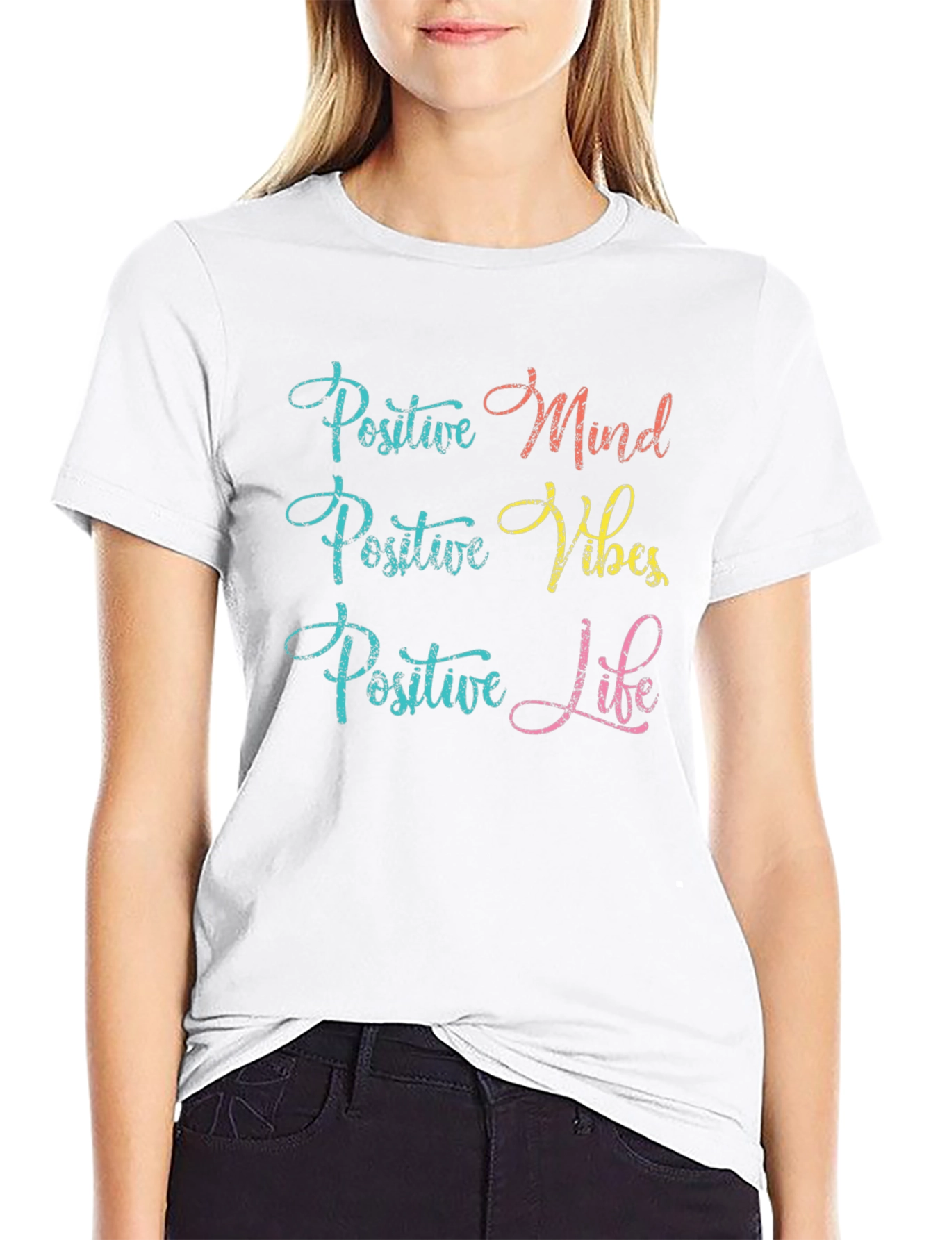 Positive Mind Vibes Life Black Graphic Tee