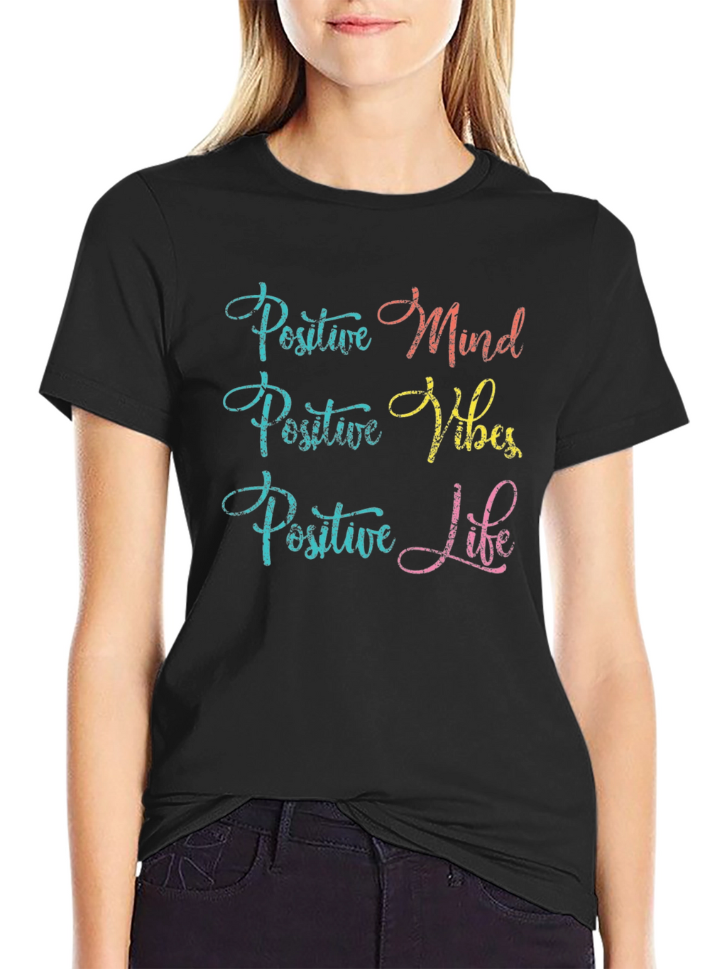Positive Mind Vibes Life Black Graphic Tee