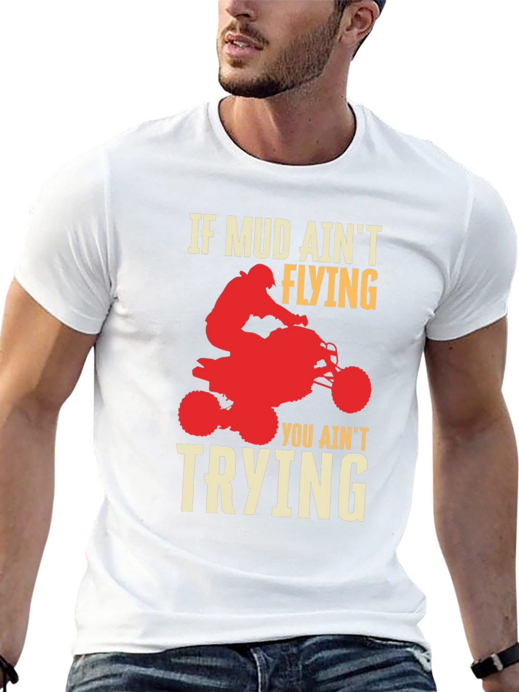 Mud Aint Flying ATV Rider Graphic T-Shirt