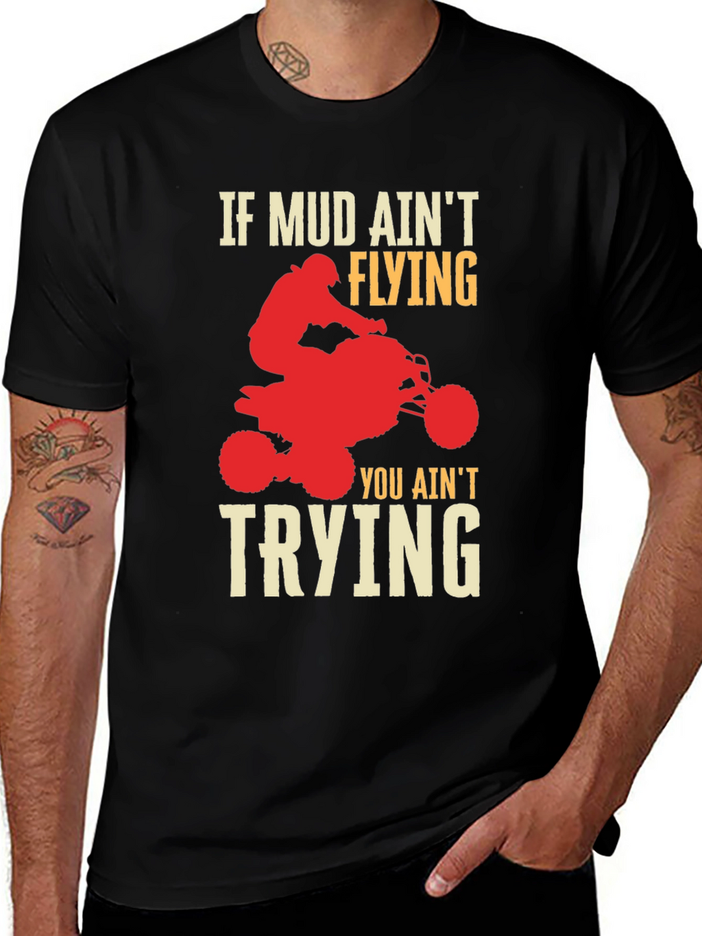 Mud Aint Flying ATV Rider Graphic T-Shirt