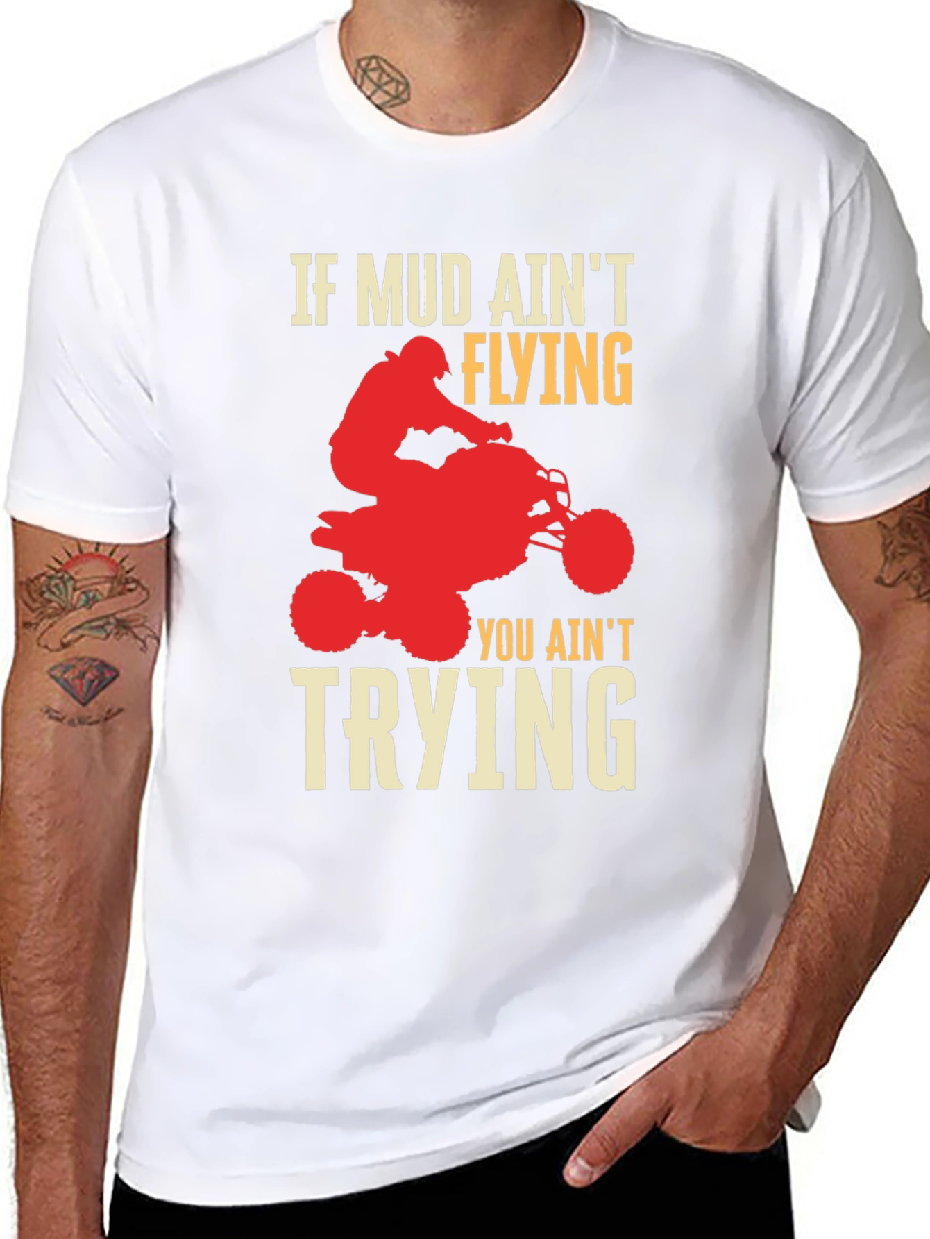 Mud Aint Flying ATV Rider Graphic T-Shirt