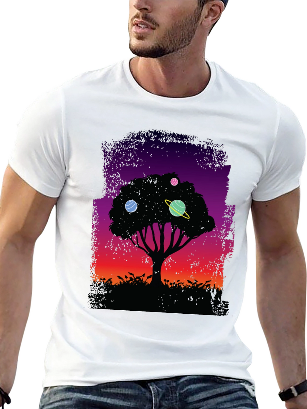 Cosmic Tree Graphic Tee - Black Unisex T-Shirt