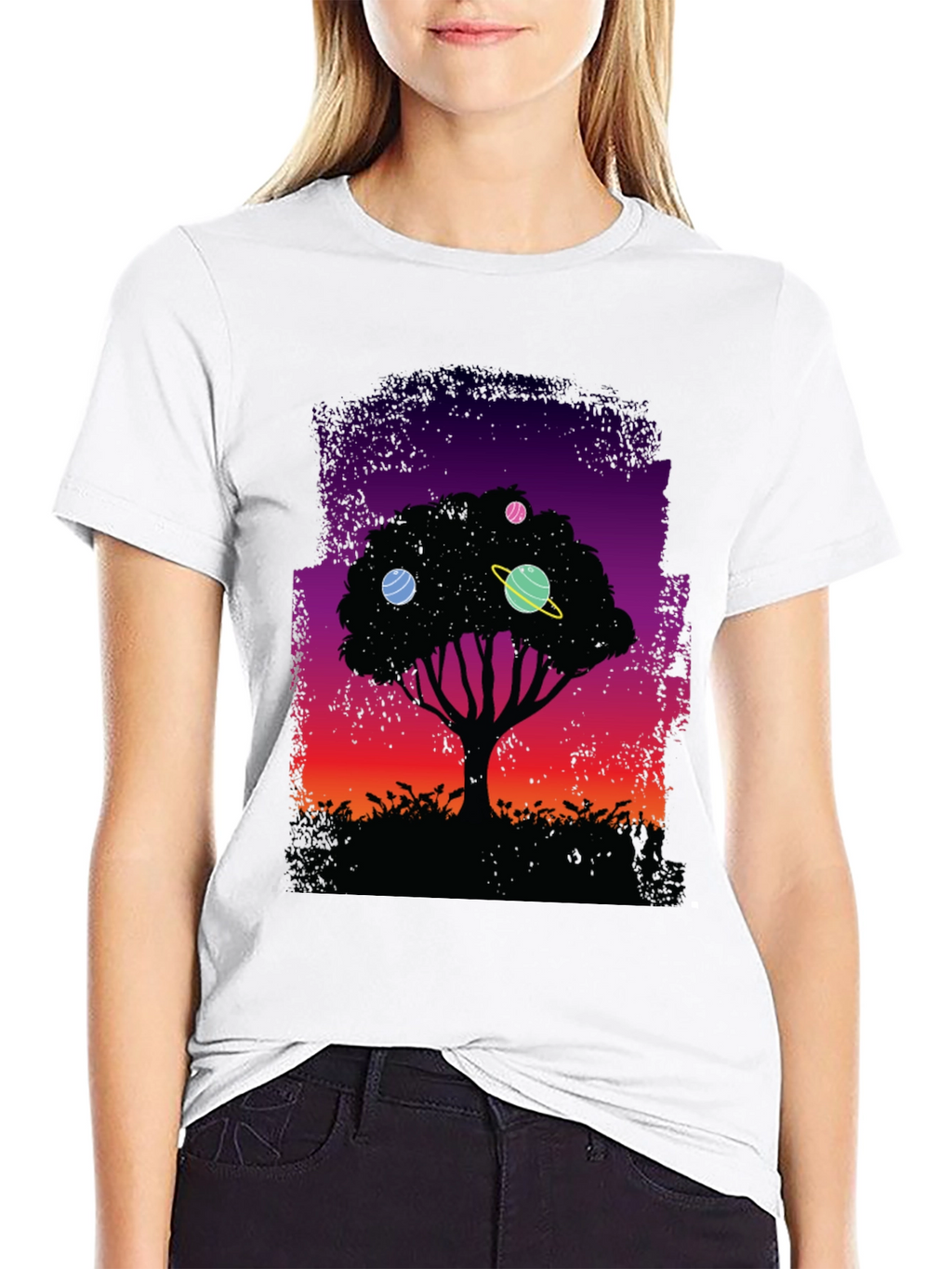 Cosmic Tree Graphic Tee - Black Unisex T-Shirt