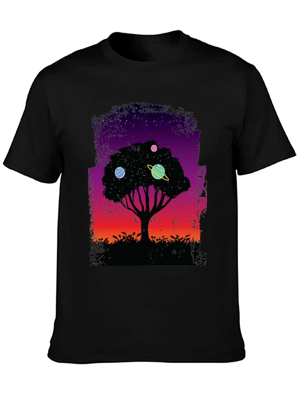Cosmic Tree Graphic Tee - Black Unisex T-Shirt