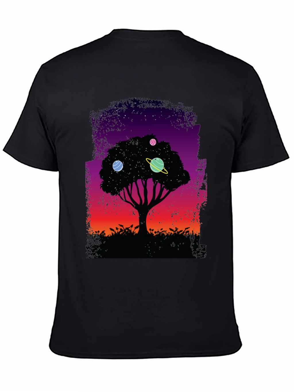 Cosmic Tree Graphic Tee - Black Unisex T-Shirt
