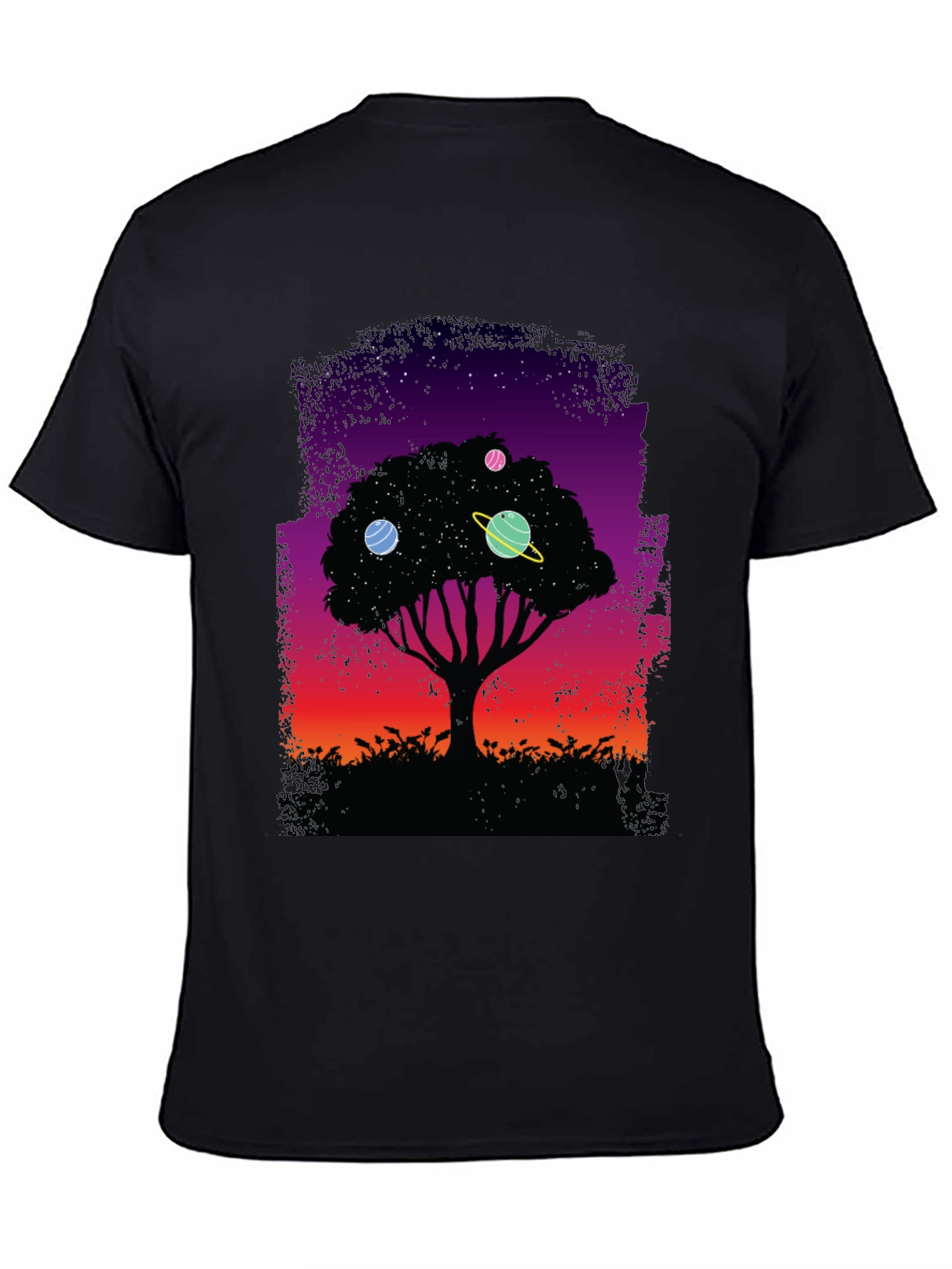 Cosmic Tree Graphic Tee - Black Unisex T-Shirt