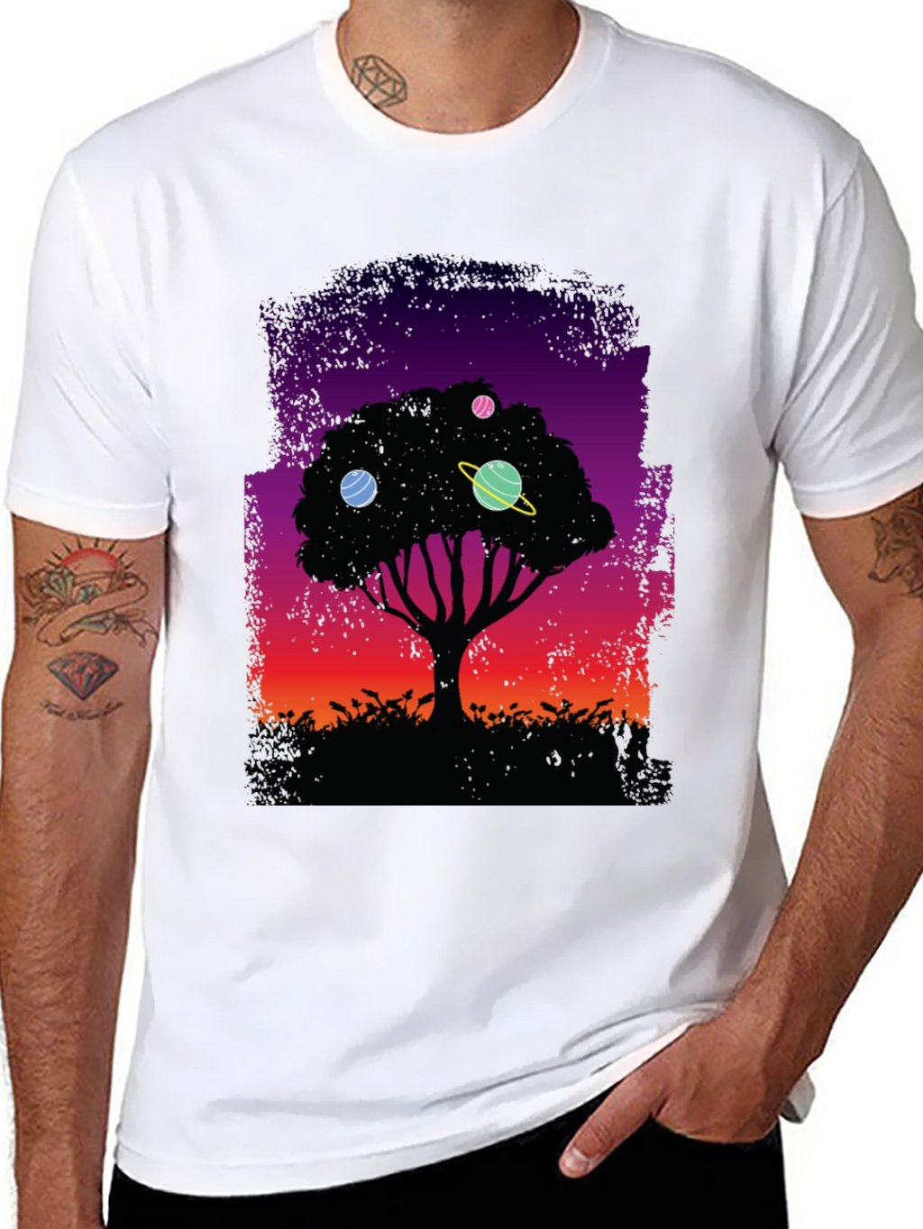 Cosmic Tree Graphic Tee - Black Unisex T-Shirt