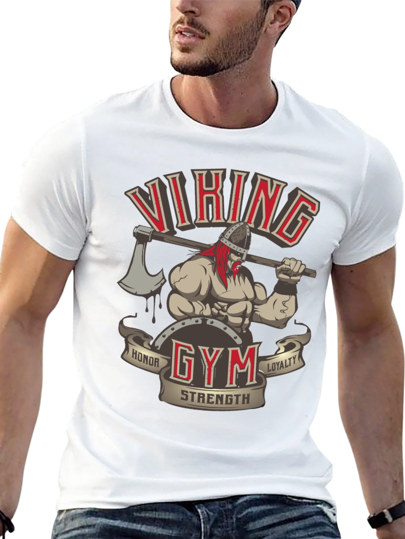 Viking Gym Black T-Shirt - Honor Loyalty Strength Design