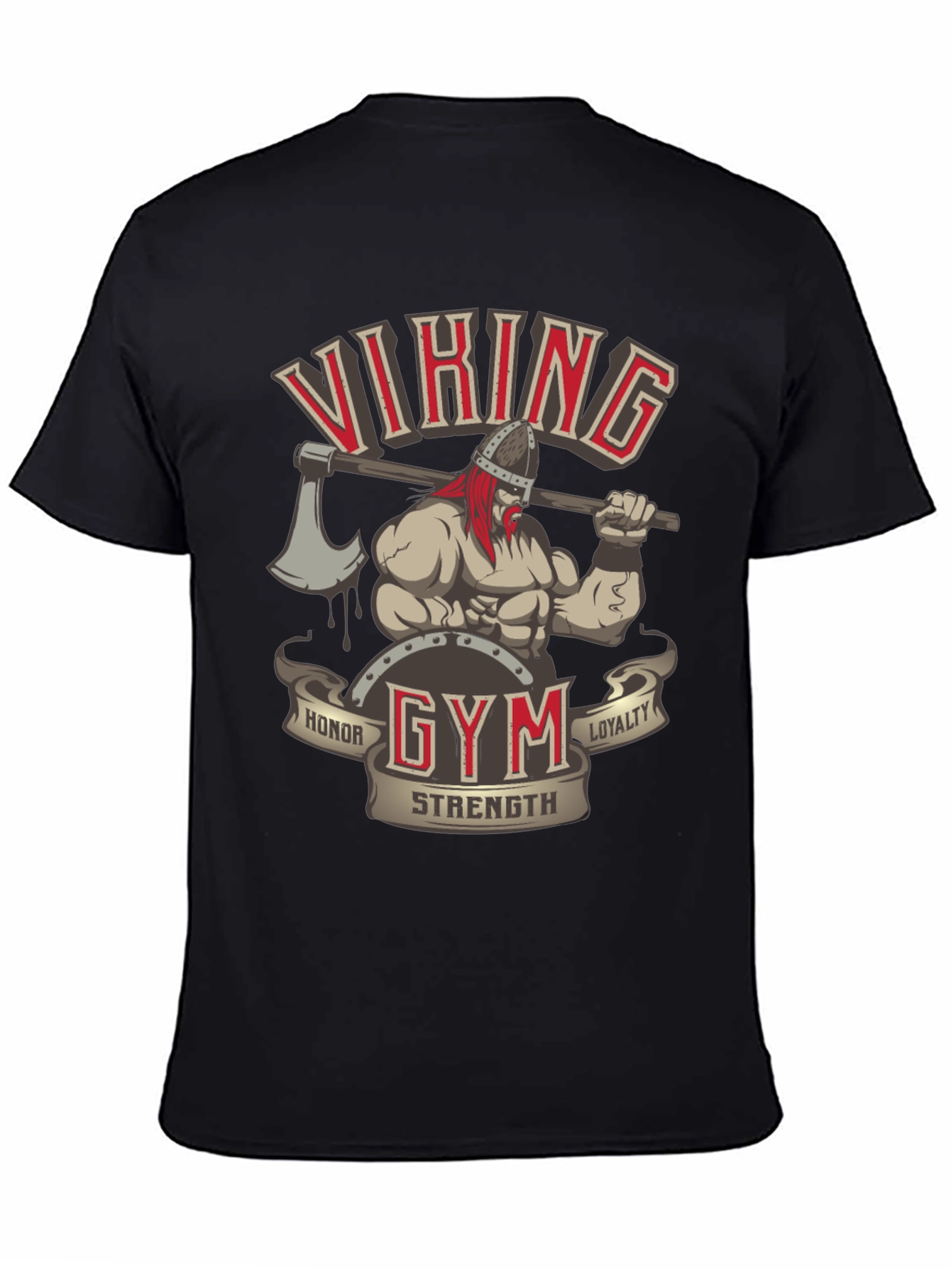 Viking Gym Black T-Shirt - Honor Loyalty Strength Design