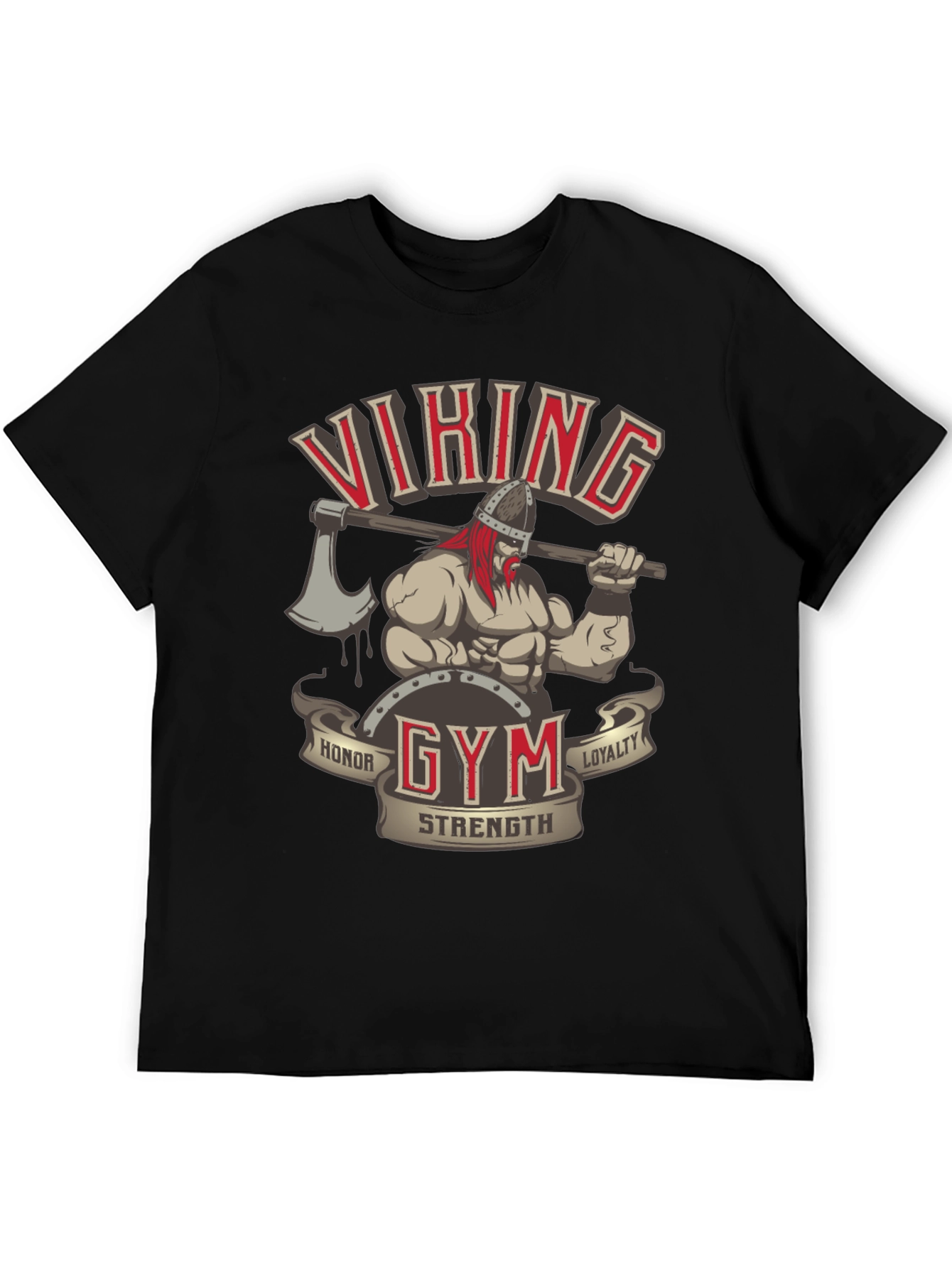Viking Gym Black T-Shirt - Honor Loyalty Strength Design