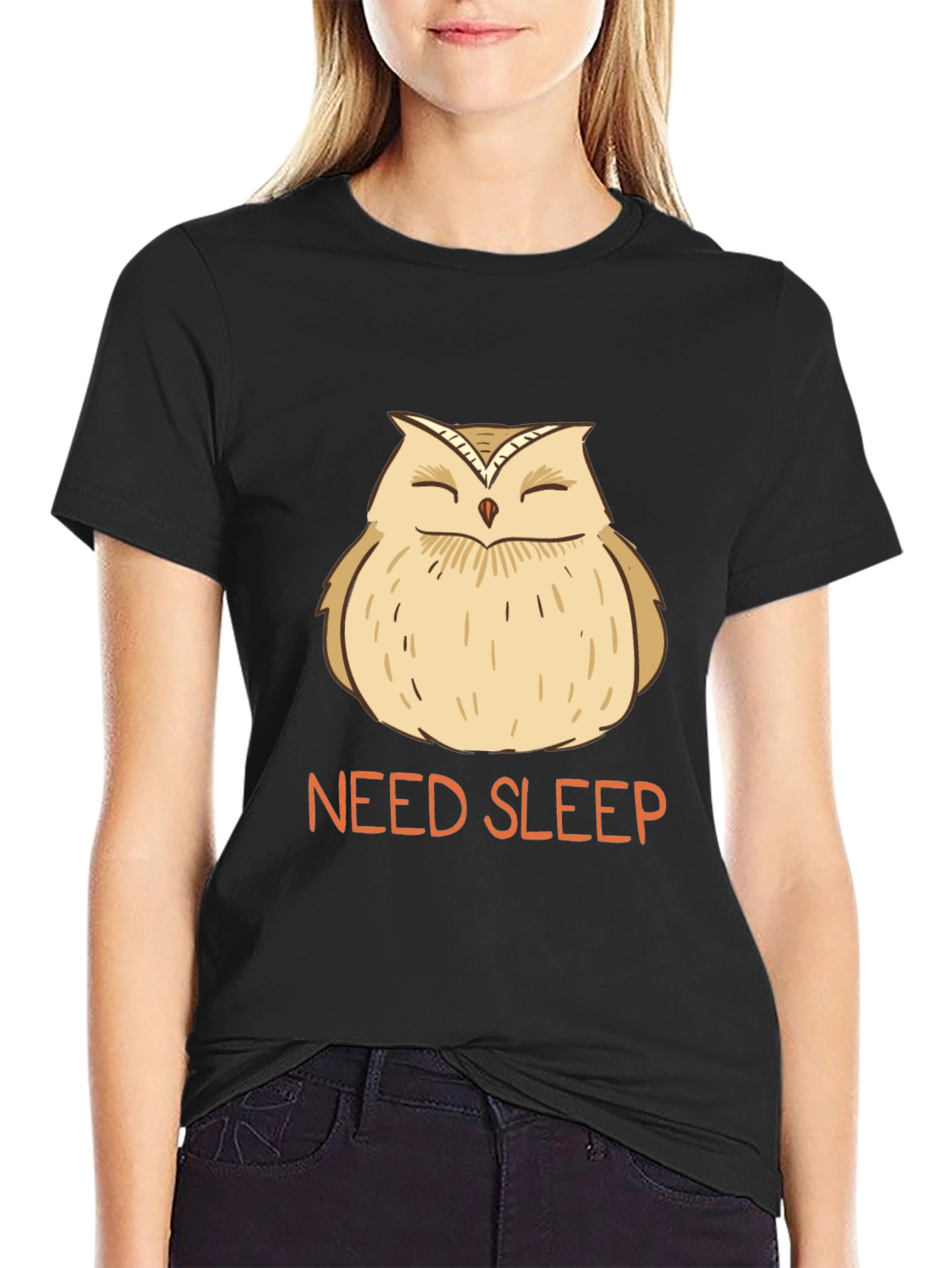 Need Sleep Owl Graphic Tee - Black T-Shirt