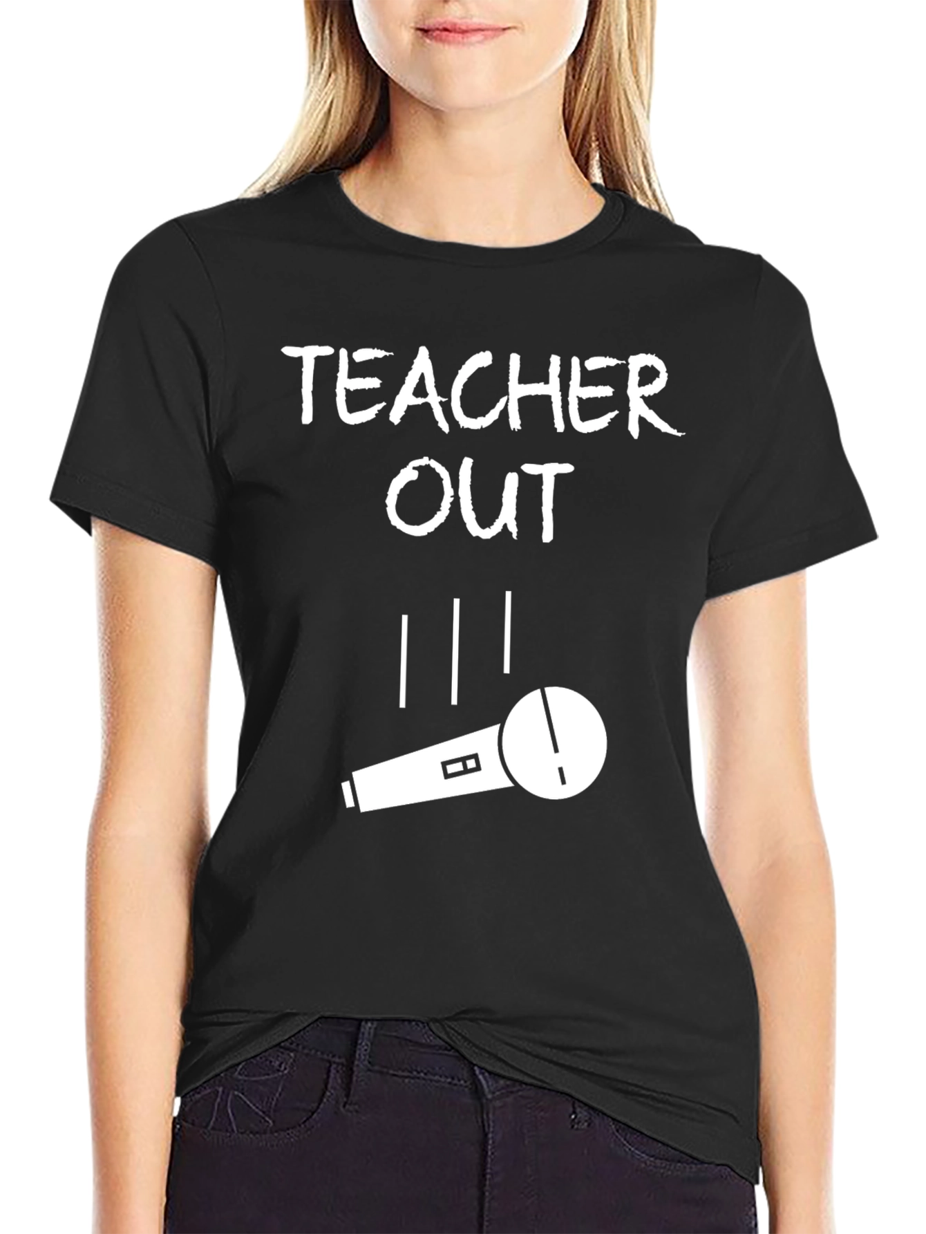 Teacher Out T-Shirt Mic Drop Funny Retirement Tee