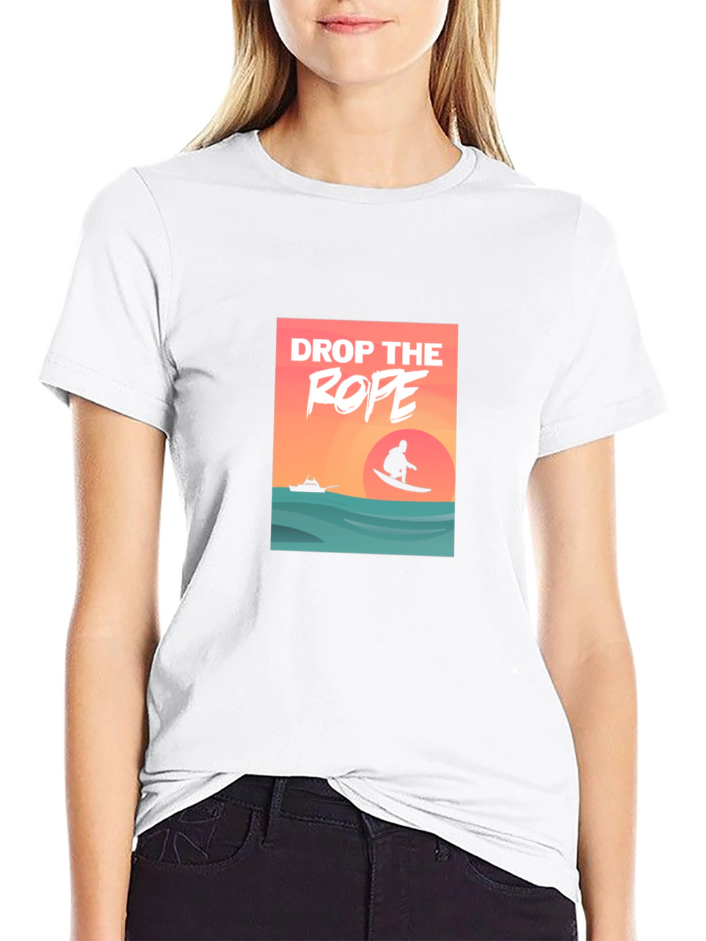 Drop The Rope Graphic Black T-Shirt