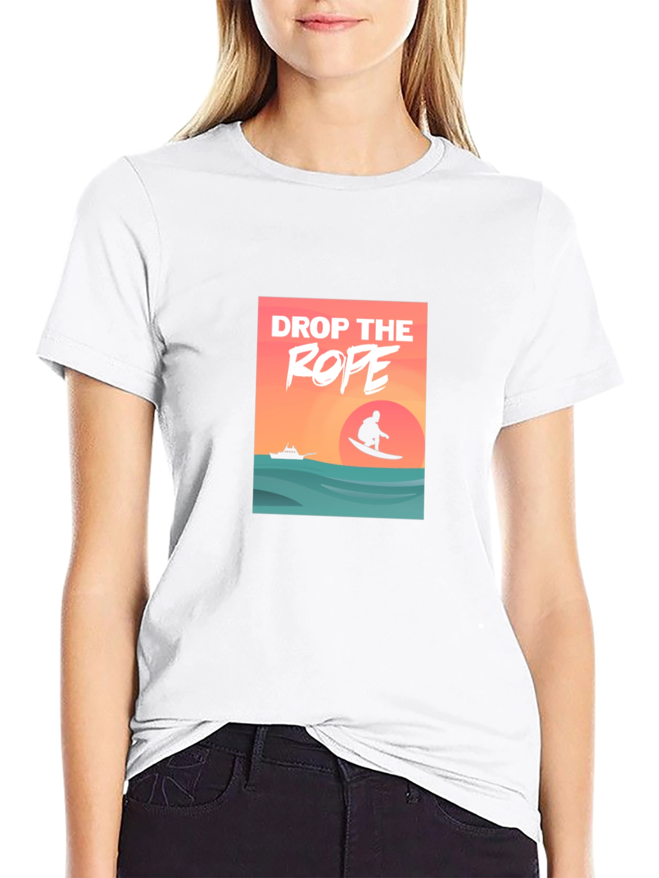 Drop The Rope Graphic Black T-Shirt
