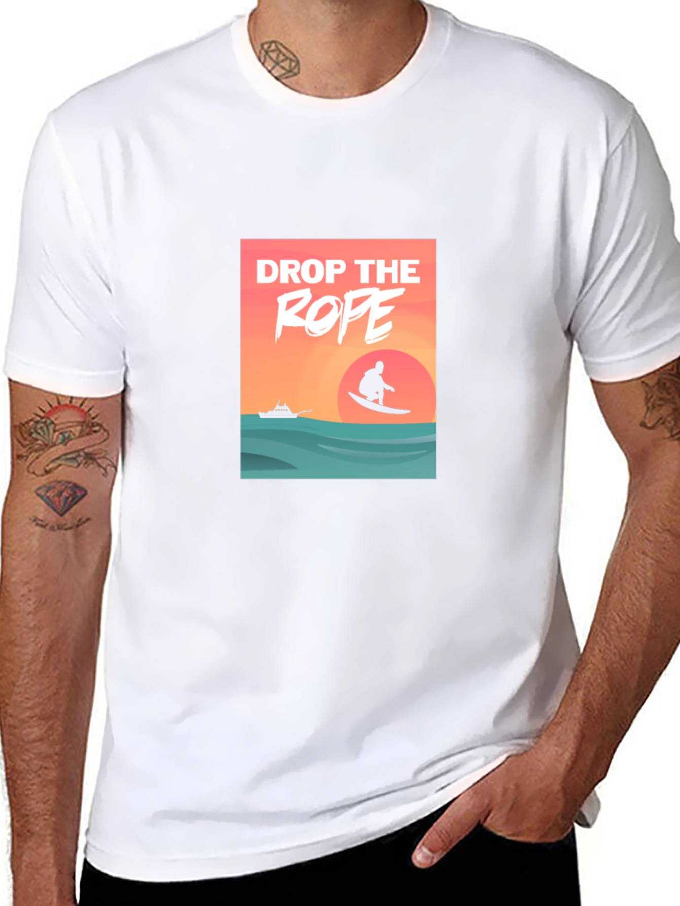 Drop The Rope Graphic Black T-Shirt