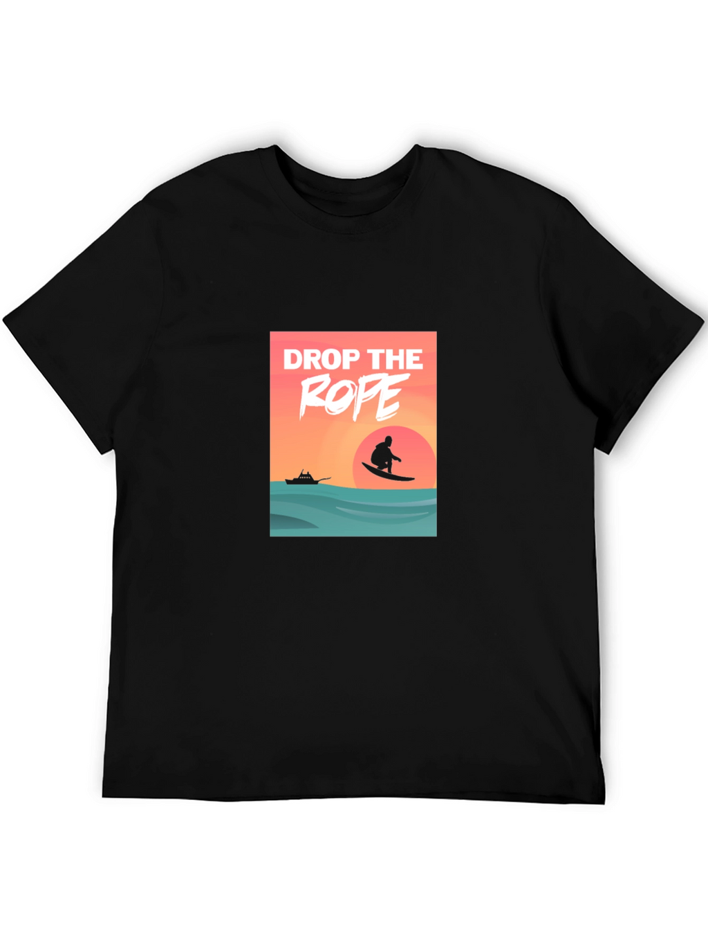 Drop The Rope Graphic Black T-Shirt