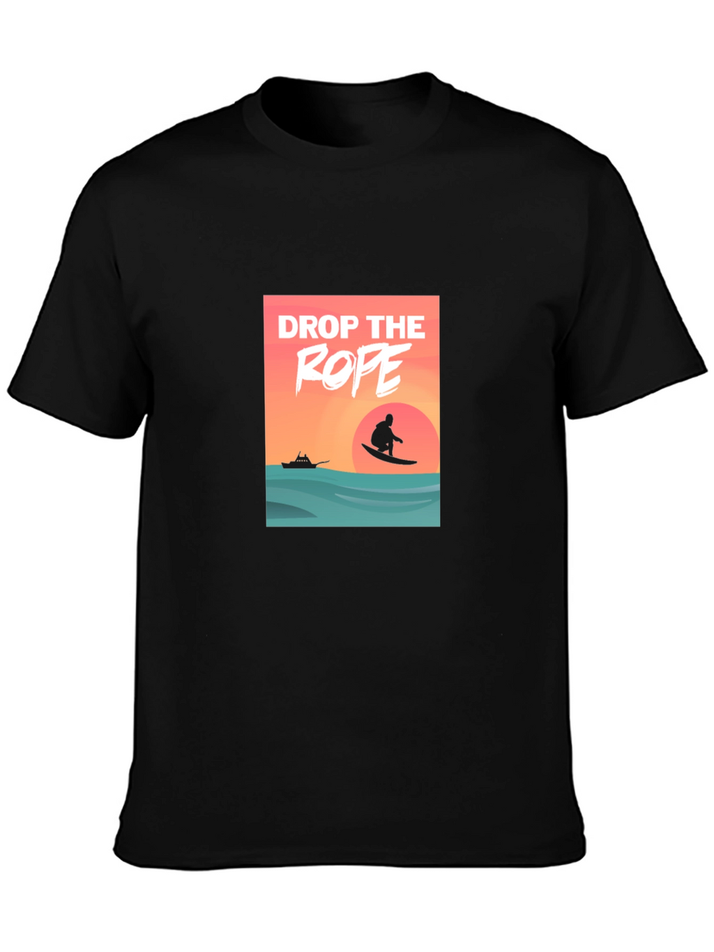 Drop The Rope Graphic Black T-Shirt
