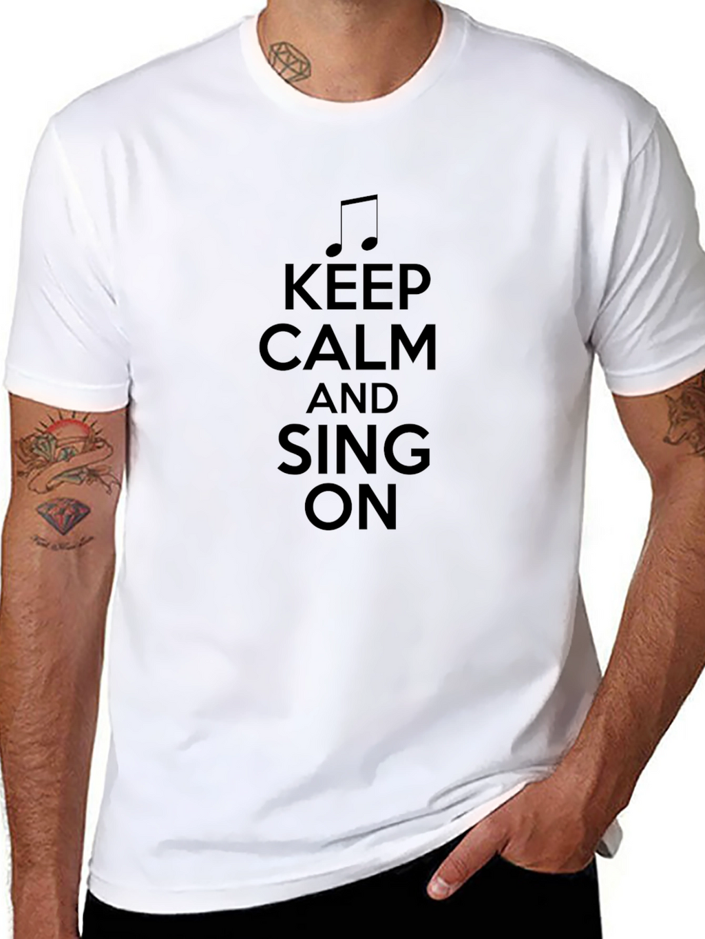 Keep Calm and Sing On - Black T-Shirt
