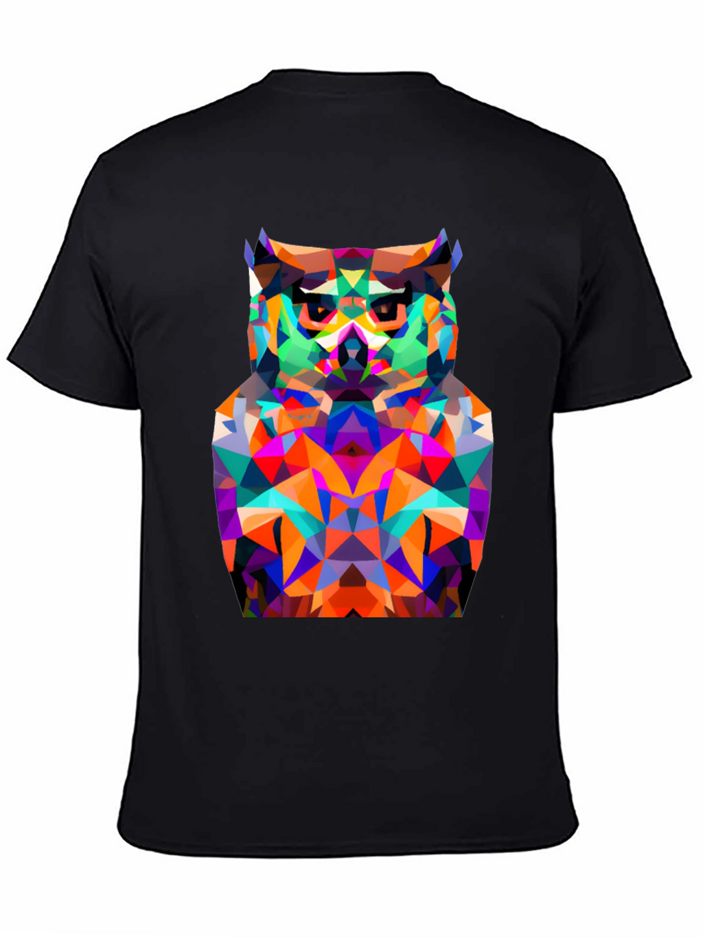 Geometric Owl Graphic Tee - Modern Black T-Shirt