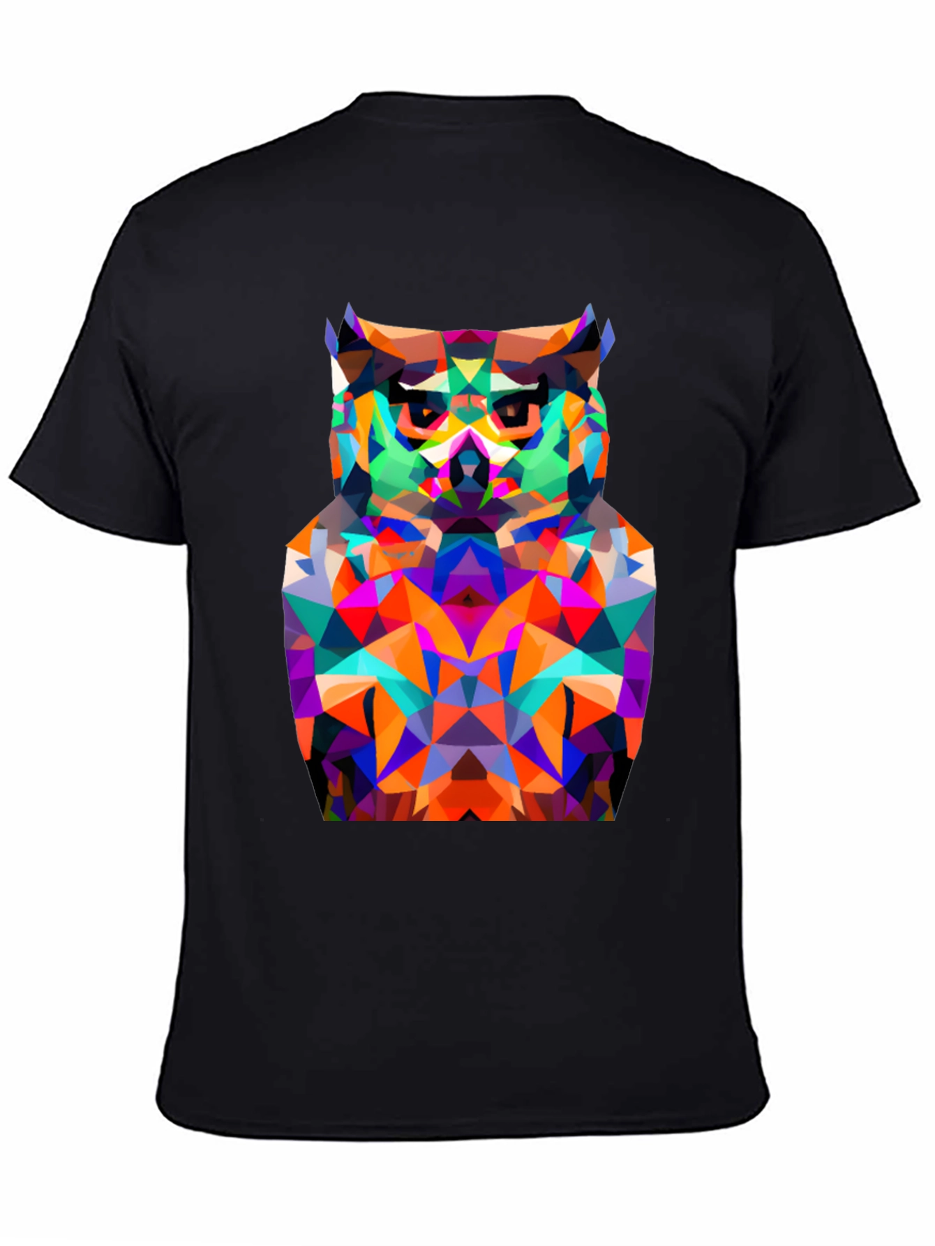 Geometric Owl Graphic Tee - Modern Black T-Shirt