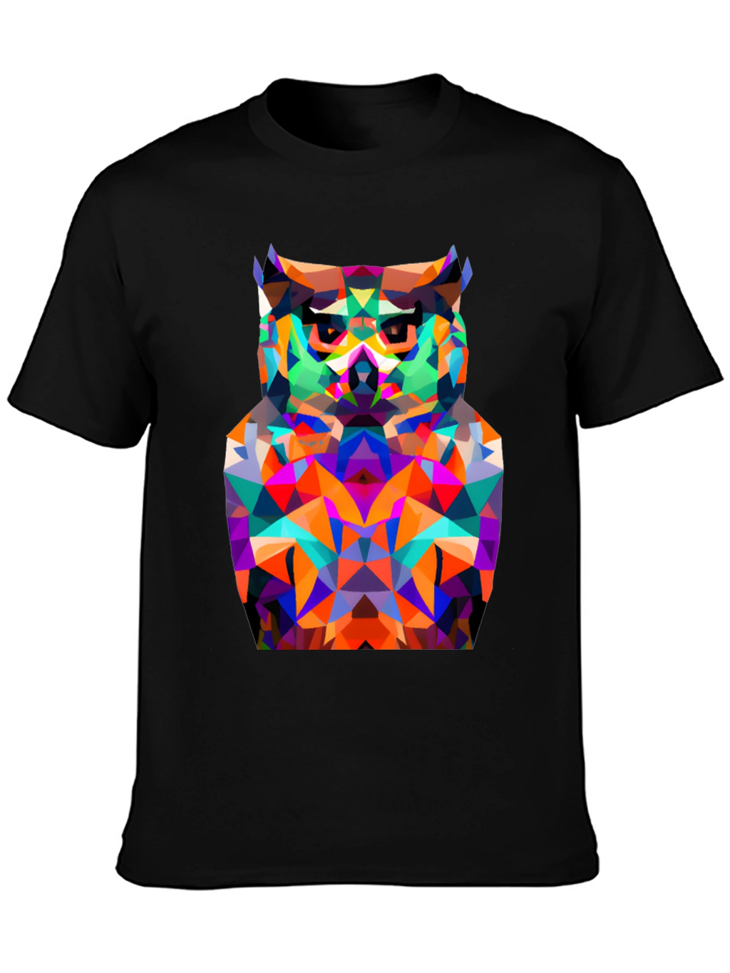 Geometric Owl Graphic Tee - Modern Black T-Shirt