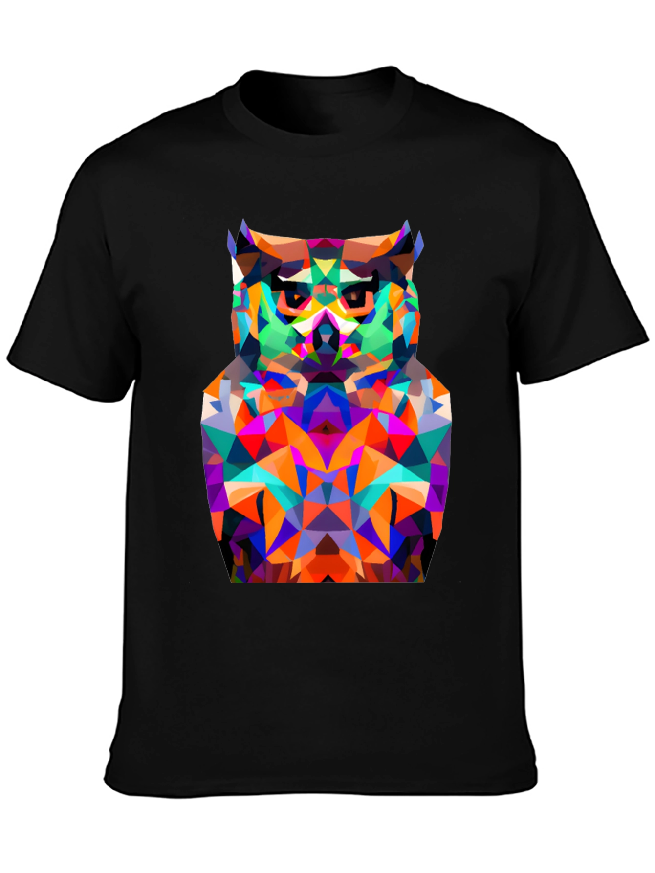 Geometric Owl Graphic Tee - Modern Black T-Shirt