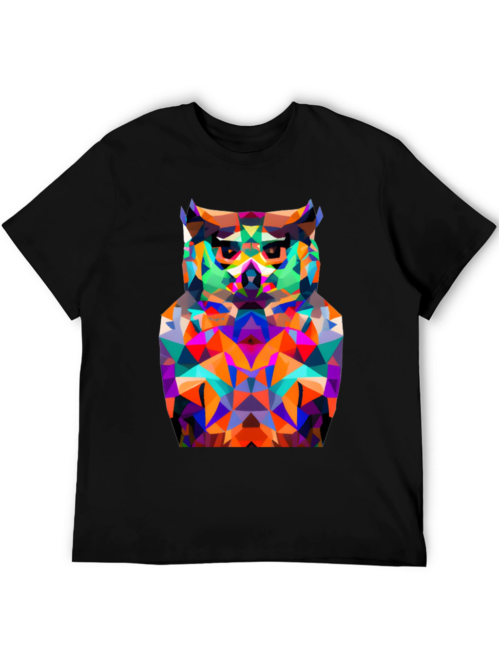 Geometric Owl Graphic Tee - Modern Black T-Shirt