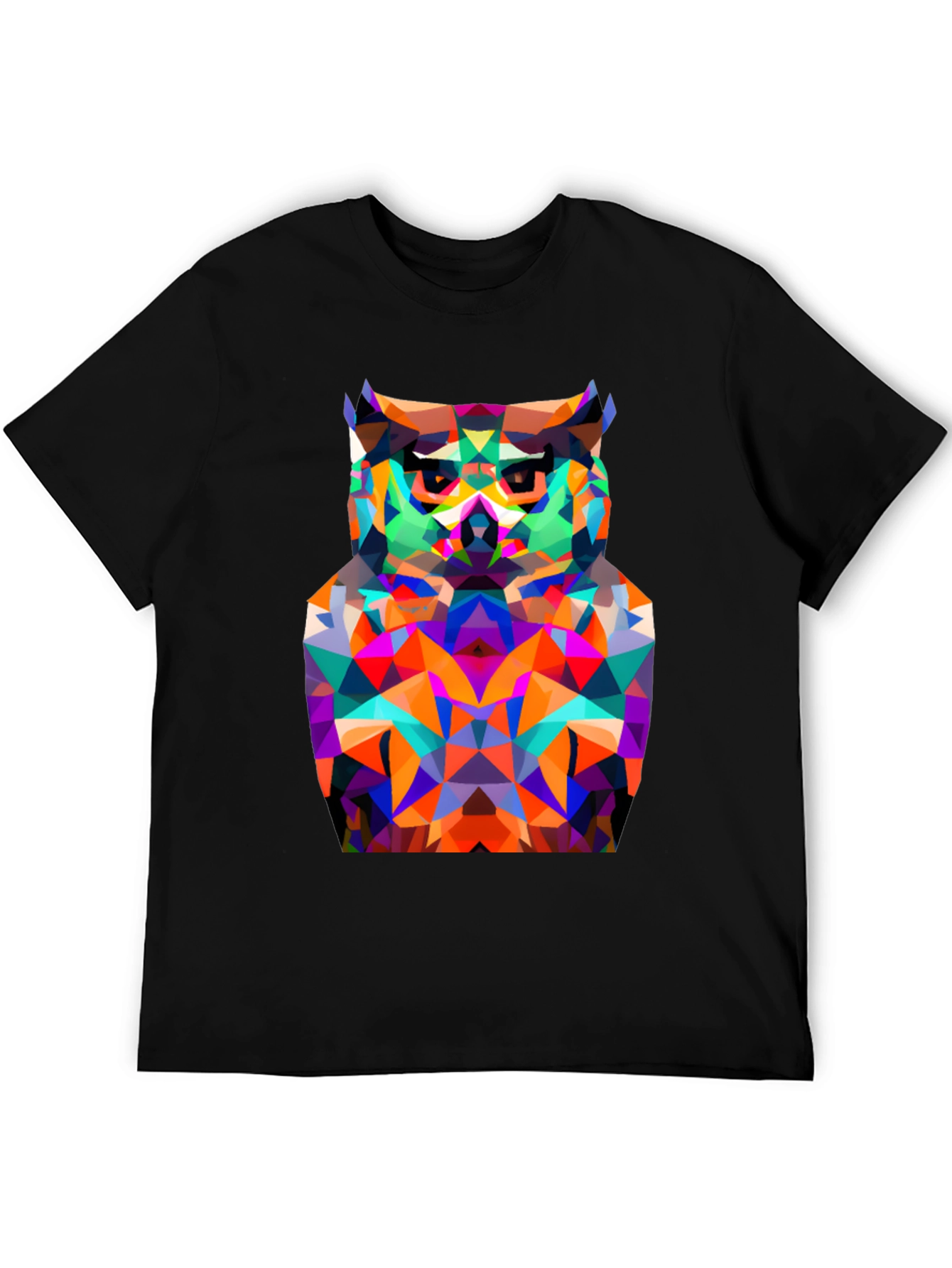 Geometric Owl Graphic Tee - Modern Black T-Shirt