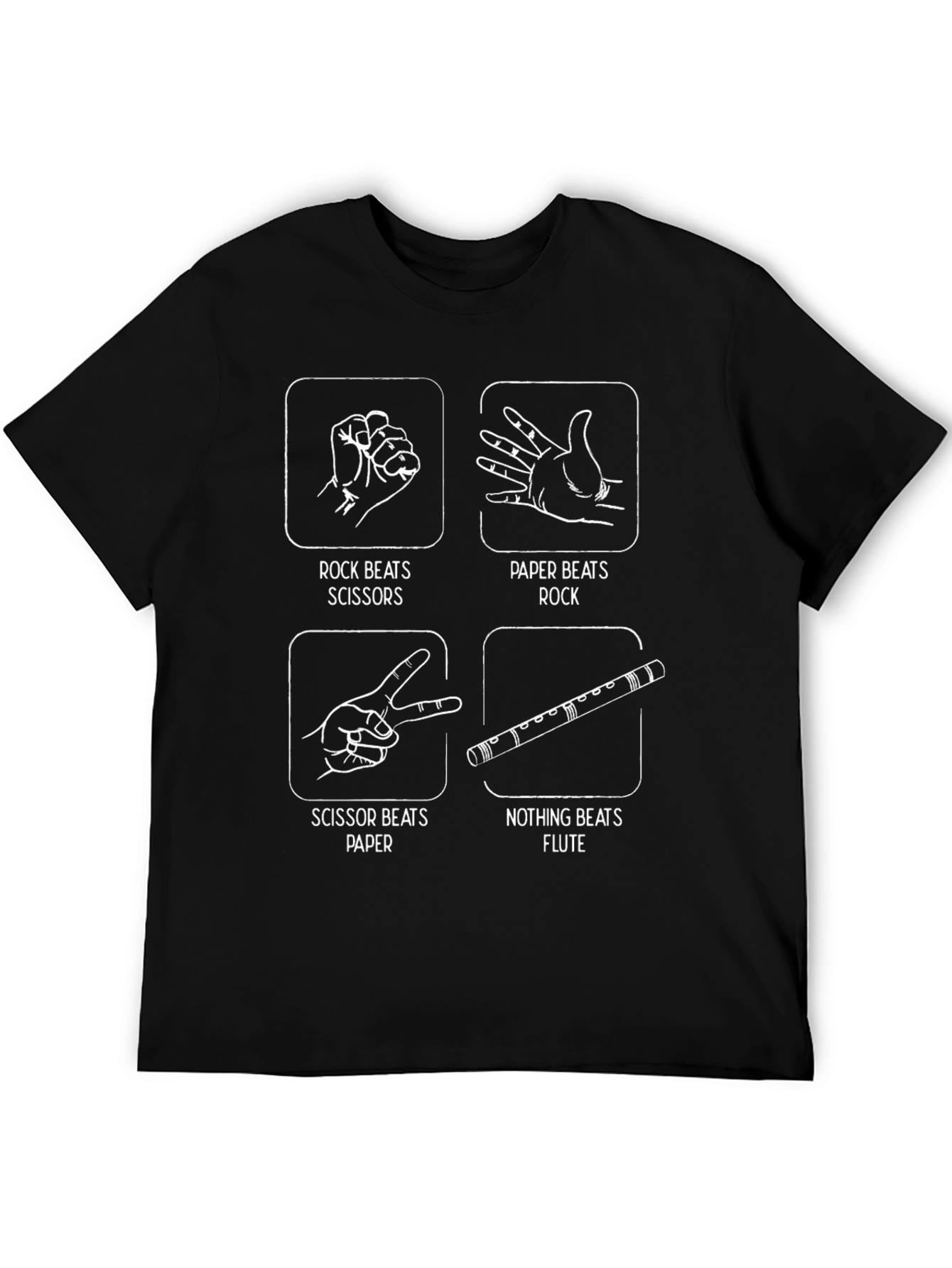 Rock Paper Scissors Flute Funny Graphic T-Shirt
