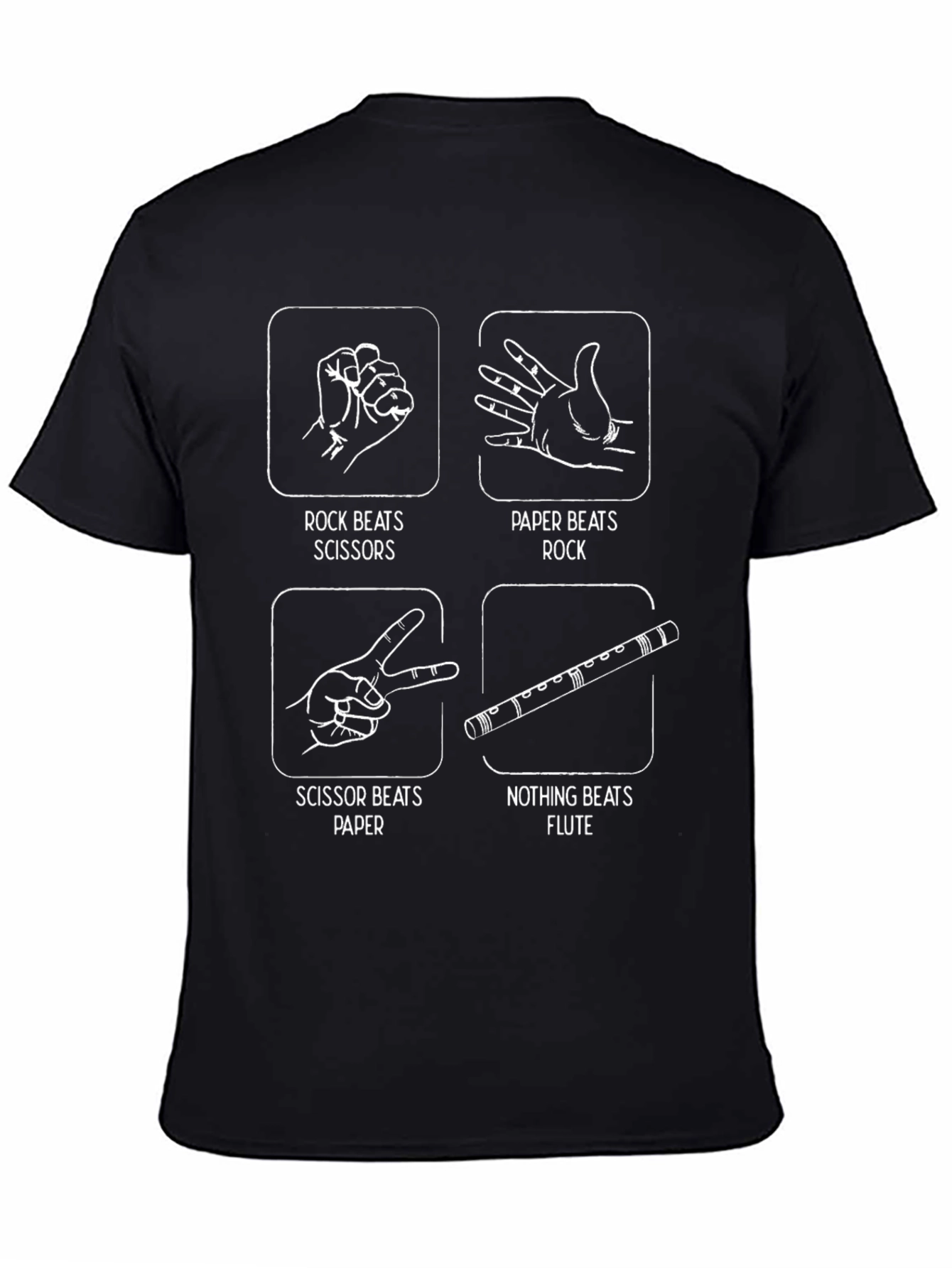 Rock Paper Scissors Flute Funny Graphic T-Shirt