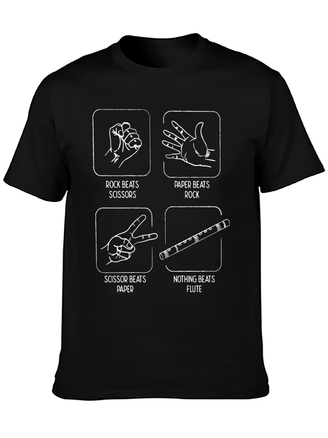 Rock Paper Scissors Flute Funny Graphic T-Shirt