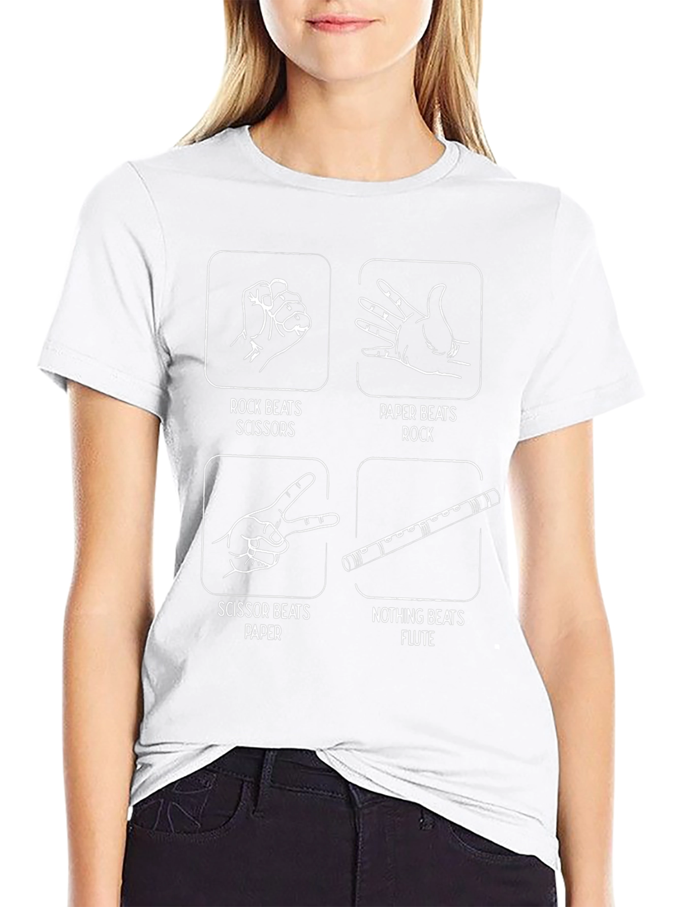 Rock Paper Scissors Flute Funny Graphic T-Shirt