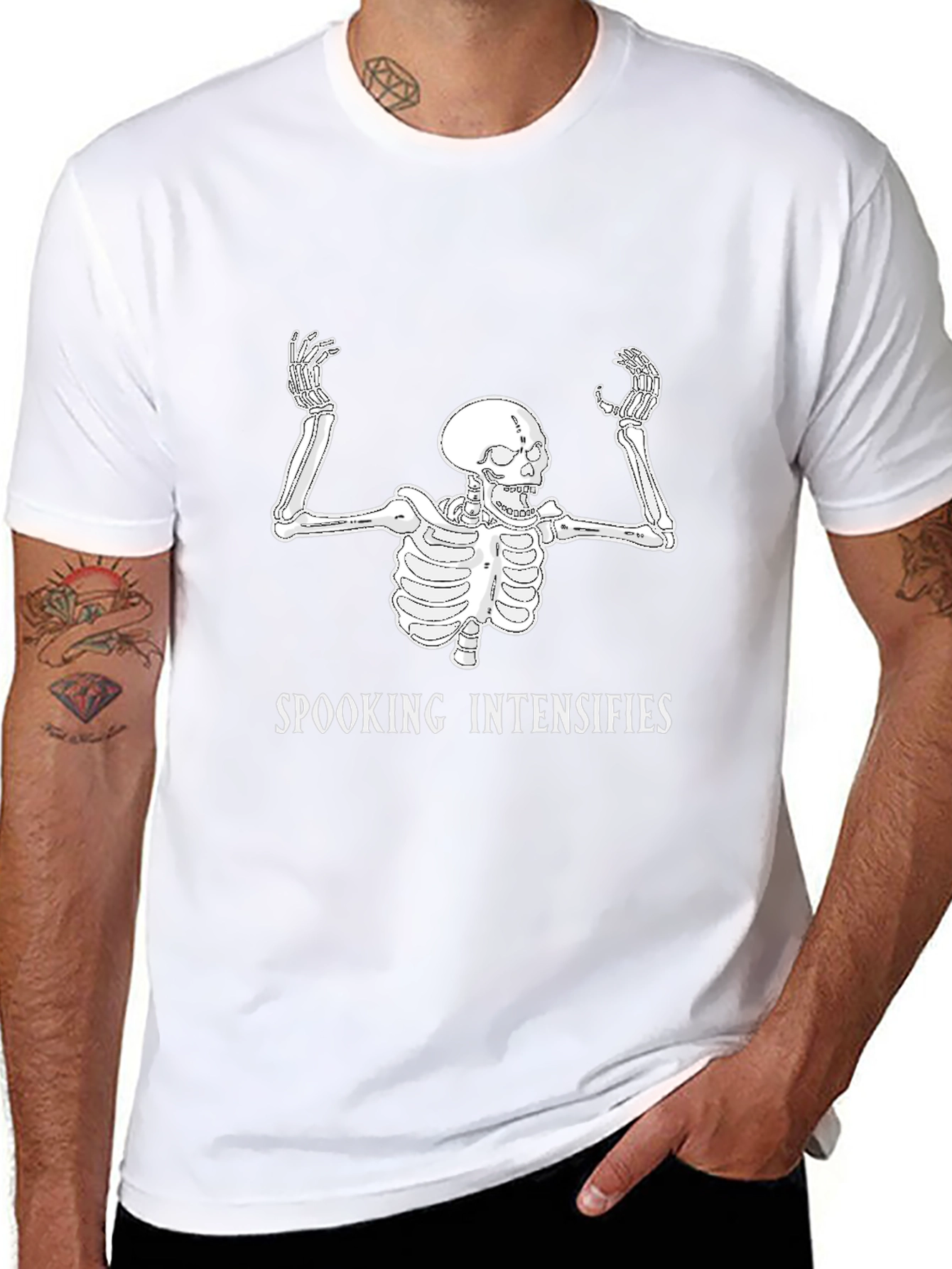 Spooking Intensifies Skeleton Graphic T-Shirt