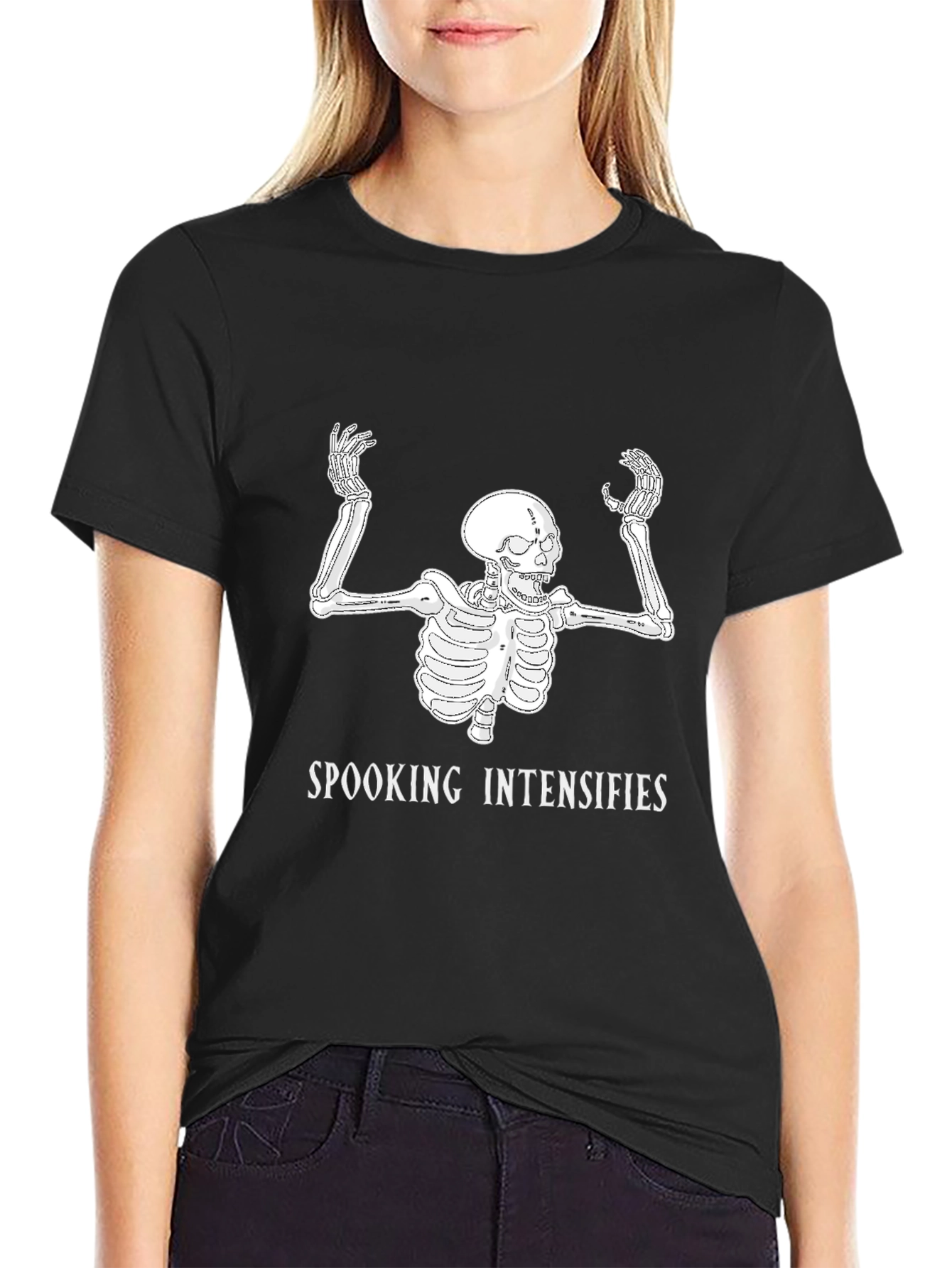 Spooking Intensifies Skeleton Graphic T-Shirt