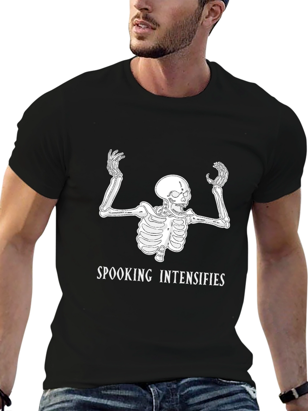 Spooking Intensifies Skeleton Graphic T-Shirt