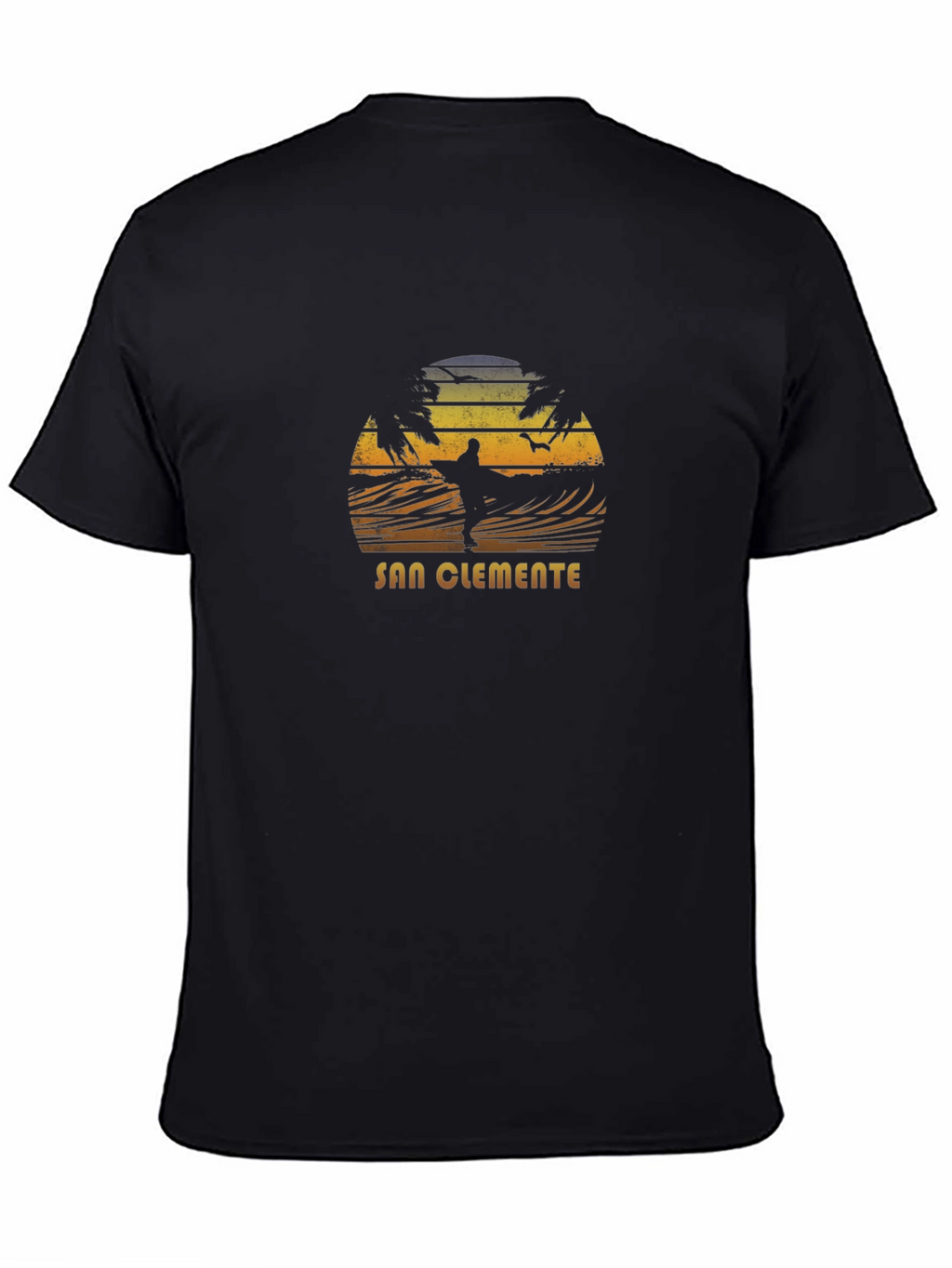San Clemente Surfer Graphic Tee - Black Cotton Blend